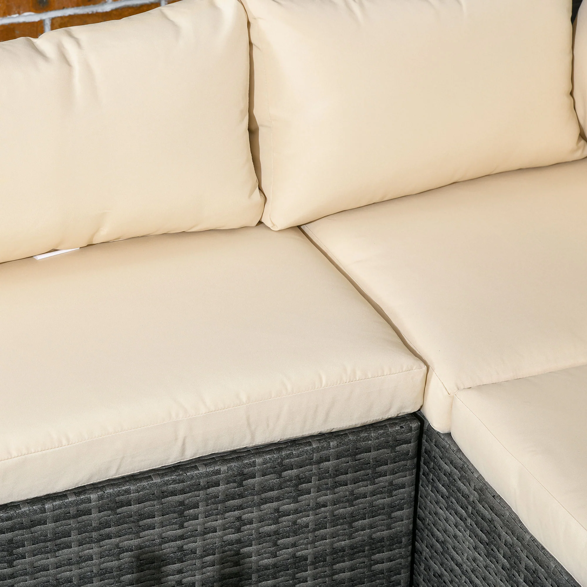 3-Piece Rattan Wicker Conversation Set with Two Loveseats and Coffee Table, Beige - Image 10