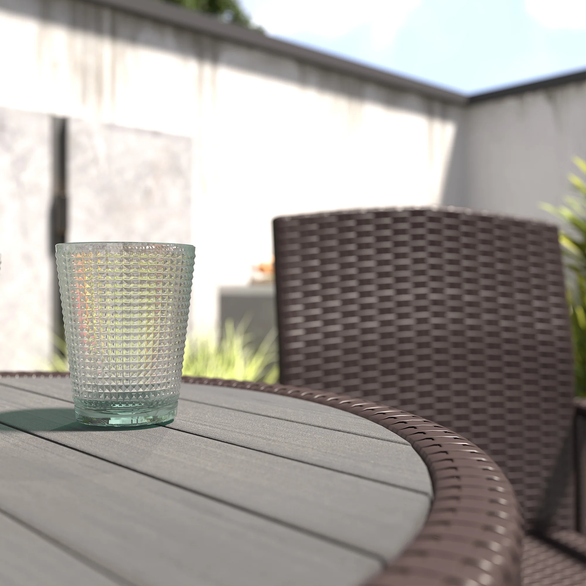 3Pcs Rattan Patio Bar Set, Outdoor Conversation Furniture Set w/ Ice Bucket, Dark Brown - Image 9