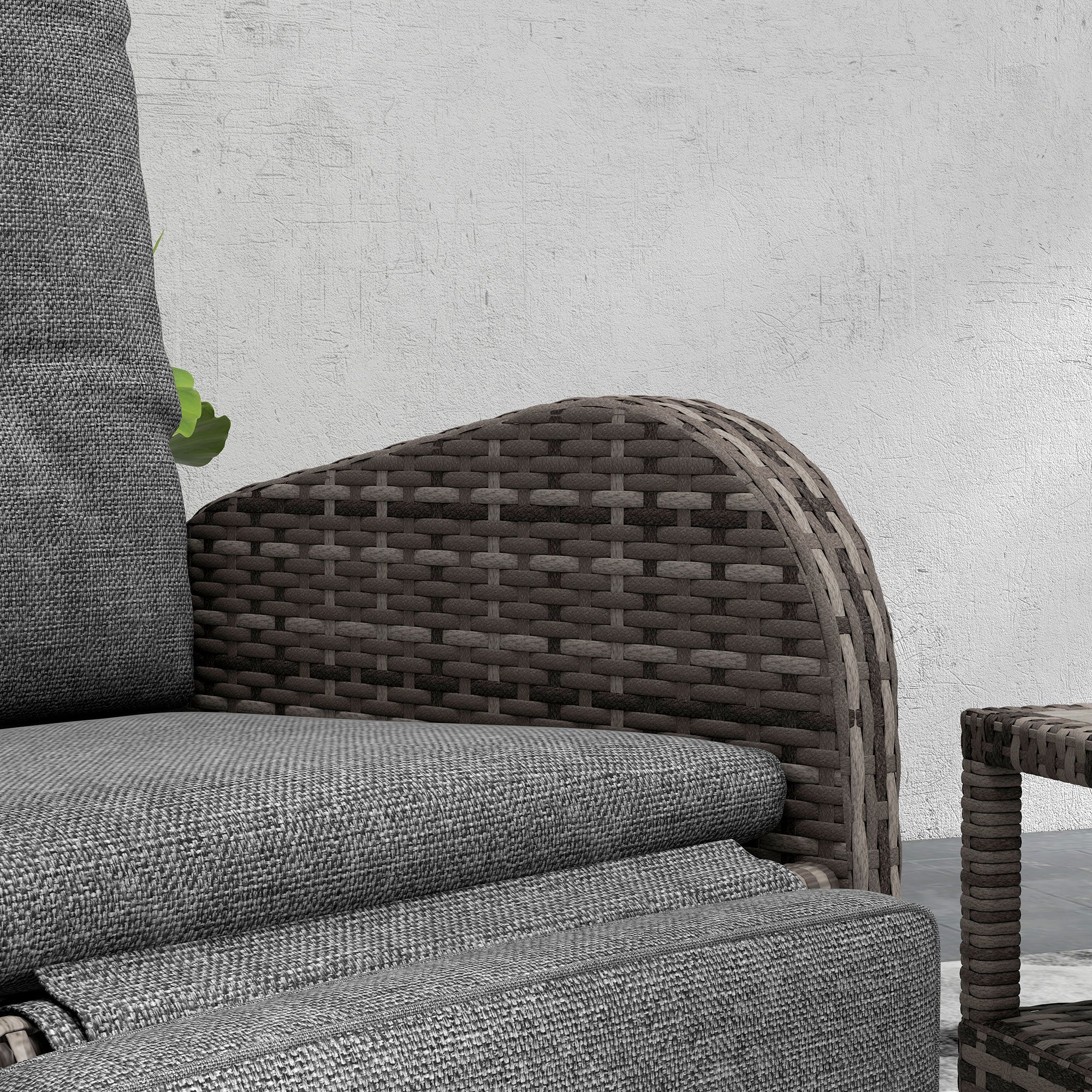 3 Pieces Rattan Bistro Set with Reclining Loungers, 2-Tier Coffee Table & Cushions, Brown - Image 10