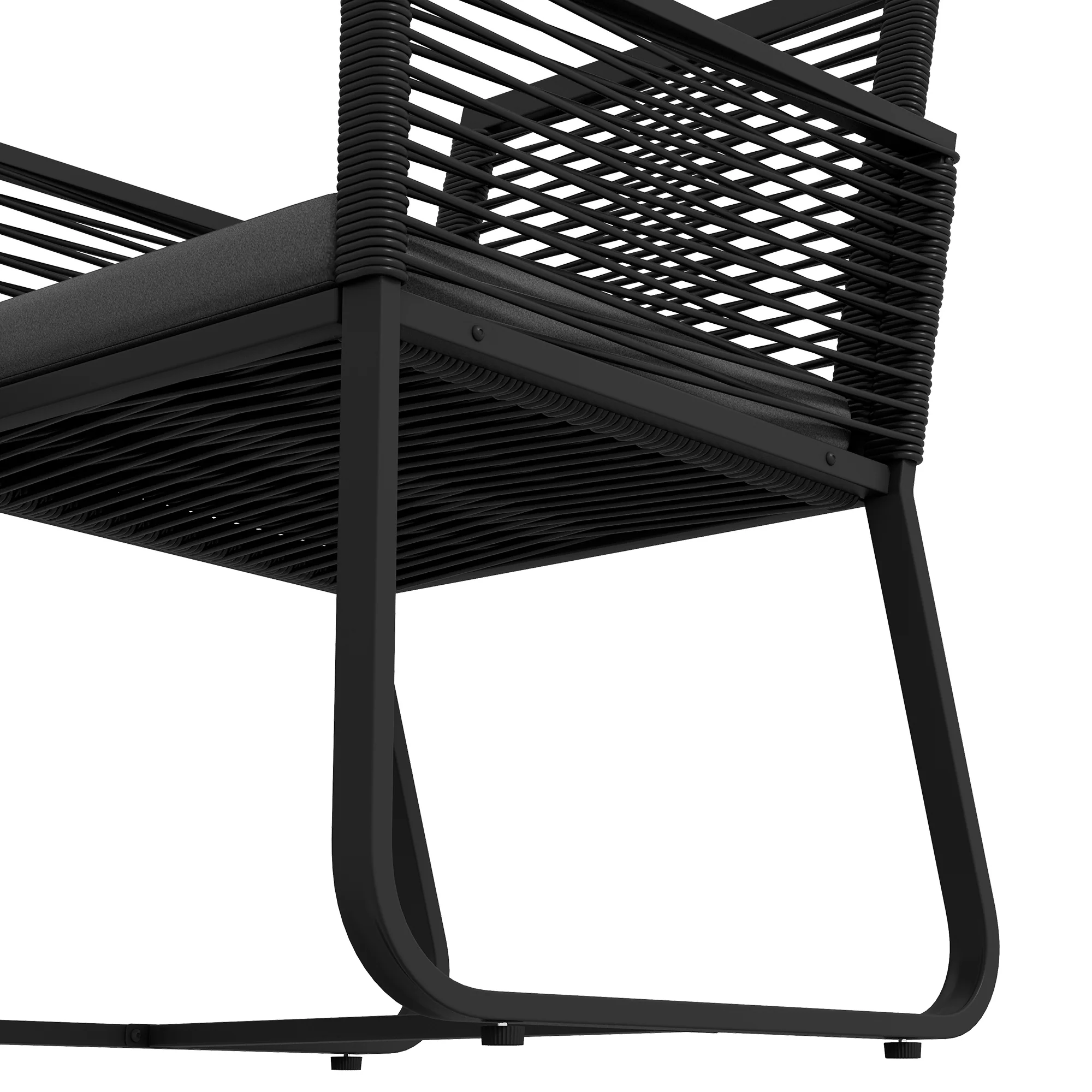 3 Piece Wicker Patio Furniture Set with Glass Top Table and Cushions, Black - Image 10