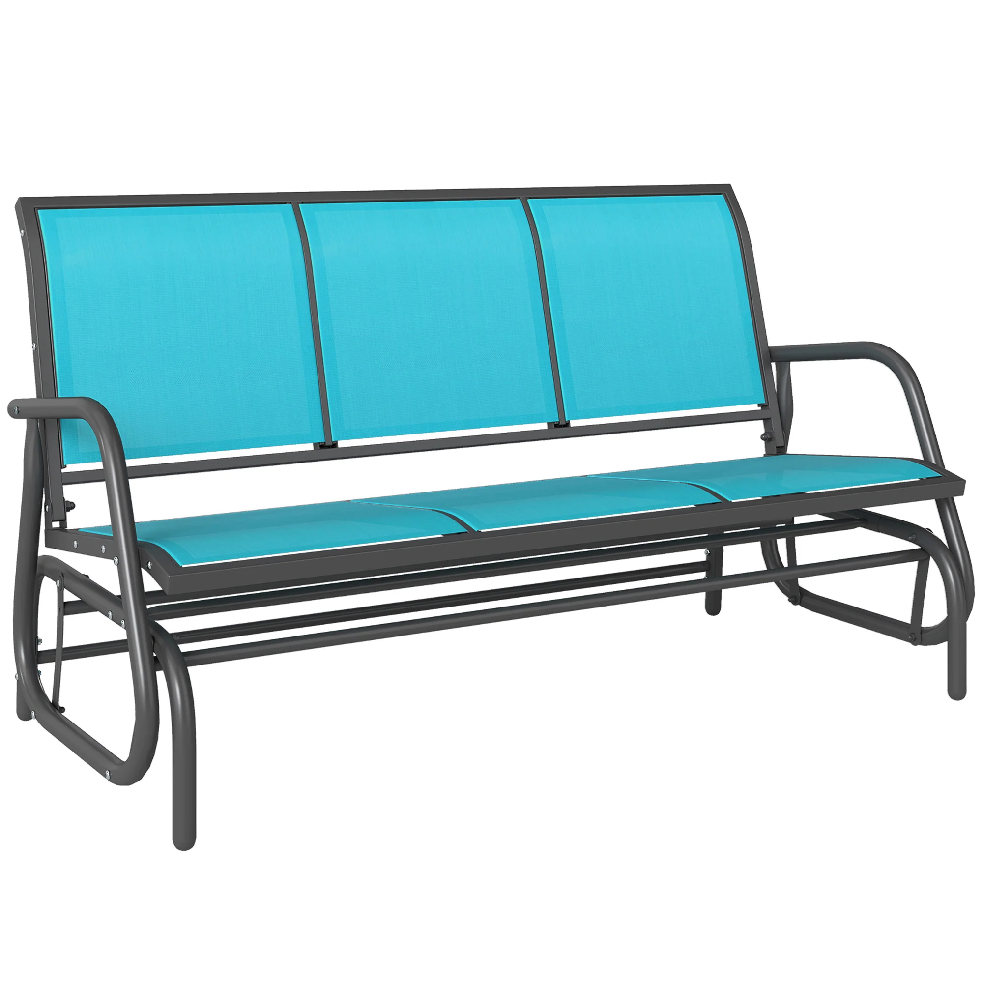 3-Seat Outdoor Glider Bench with Mesh Seat and Steel Frame, Blue - Image 12