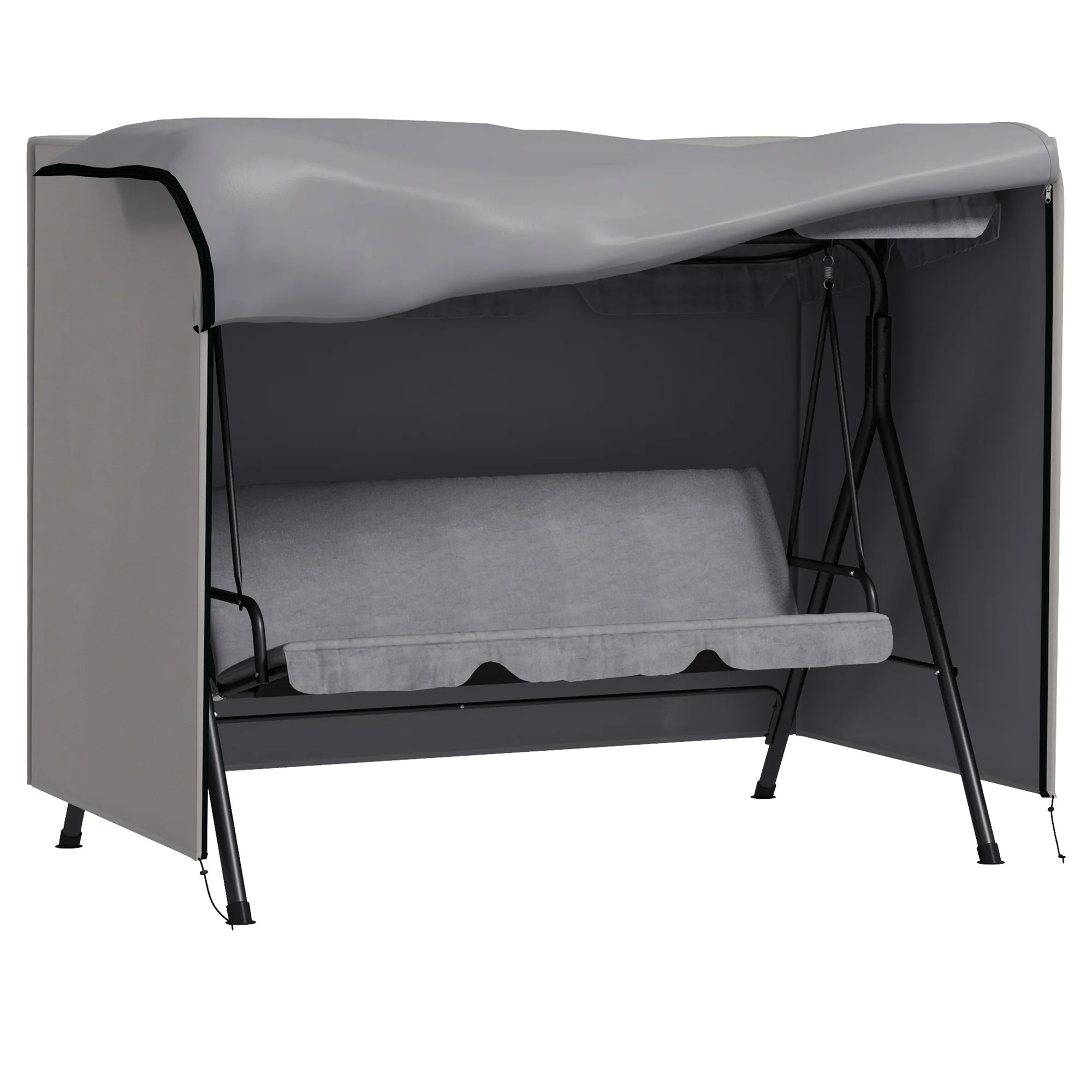 3-Seater Garden Swing Chair Protective Cover, Water UV Resistant, 205 x 124 x 164cm, Light Grey - Image 12