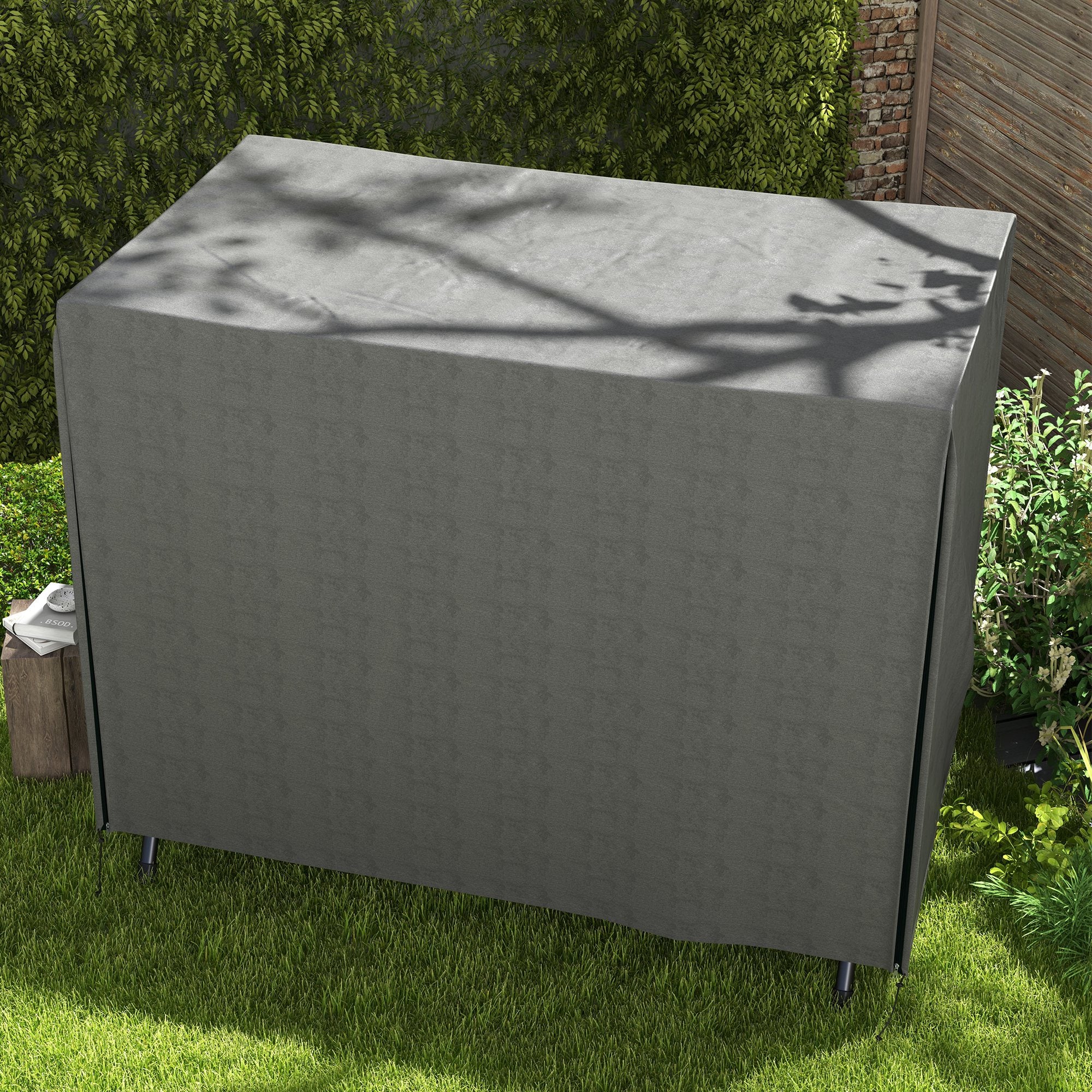 3-Seater Garden Swing Chair Protective Cover, Water UV Resistant, 205 x 124 x 164cm, Dark Grey - Image 10