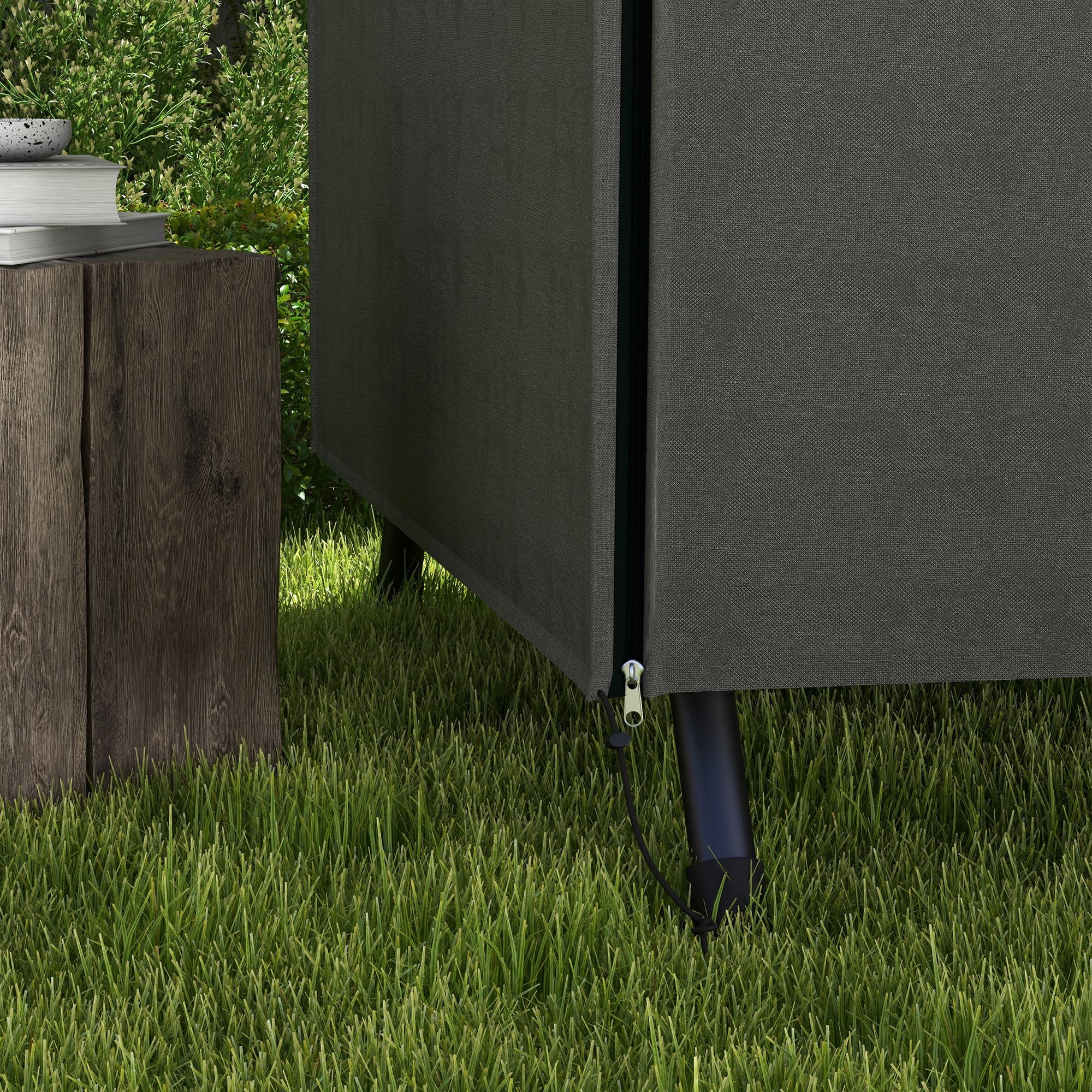 3-Seater Garden Swing Chair Protective Cover, Water UV Resistant, 205 x 124 x 164cm, Dark Grey - Image 11