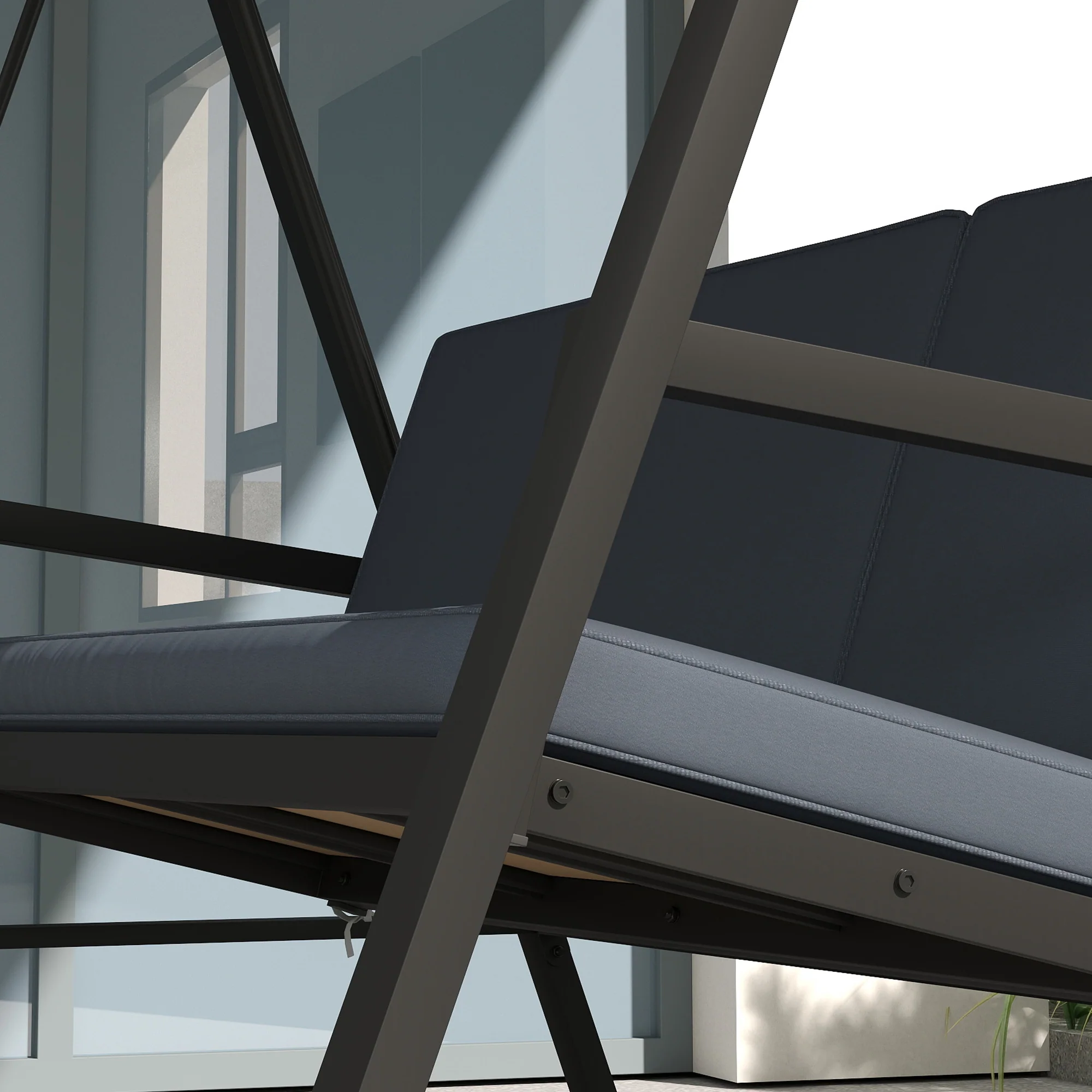 3 Seater Garden Swing Chair with Adjustable Canopy and Removable Cushions, Dark Grey - Image 11
