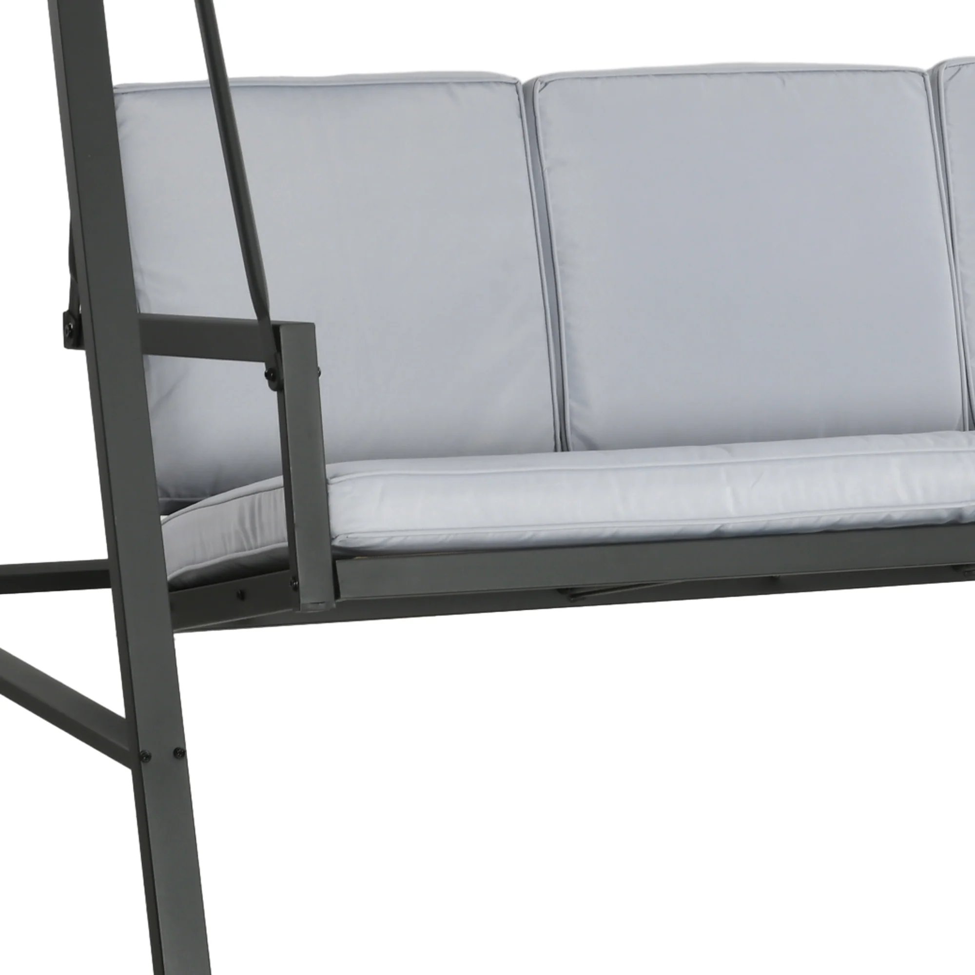 3 Seater Garden Swing Chair with Adjustable Canopy and Removable Cushions, Grey - Image 10