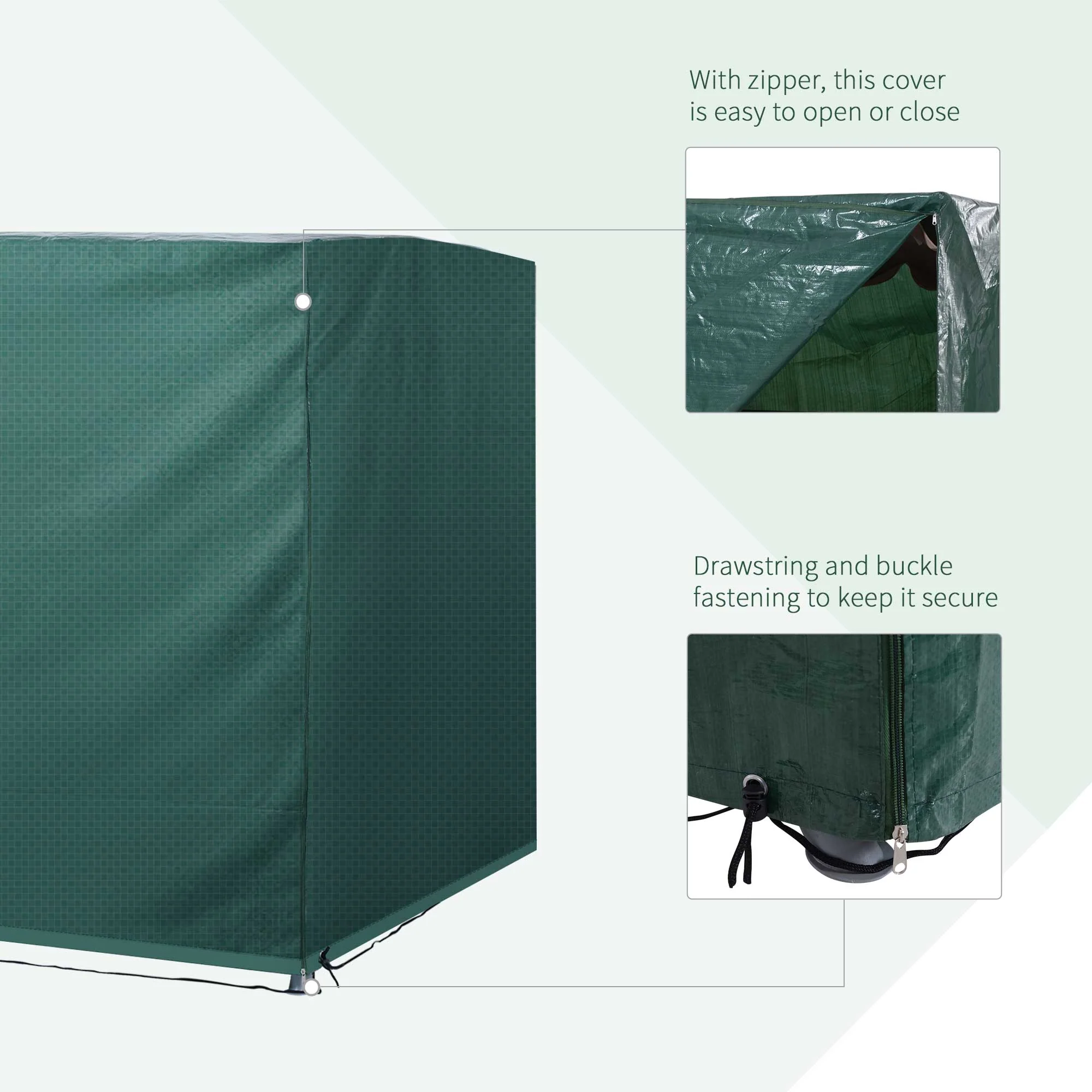 3-Seater Patio Swing Cover, Waterproof Garden Furniture Protection Cover, Dark Green - Image 7