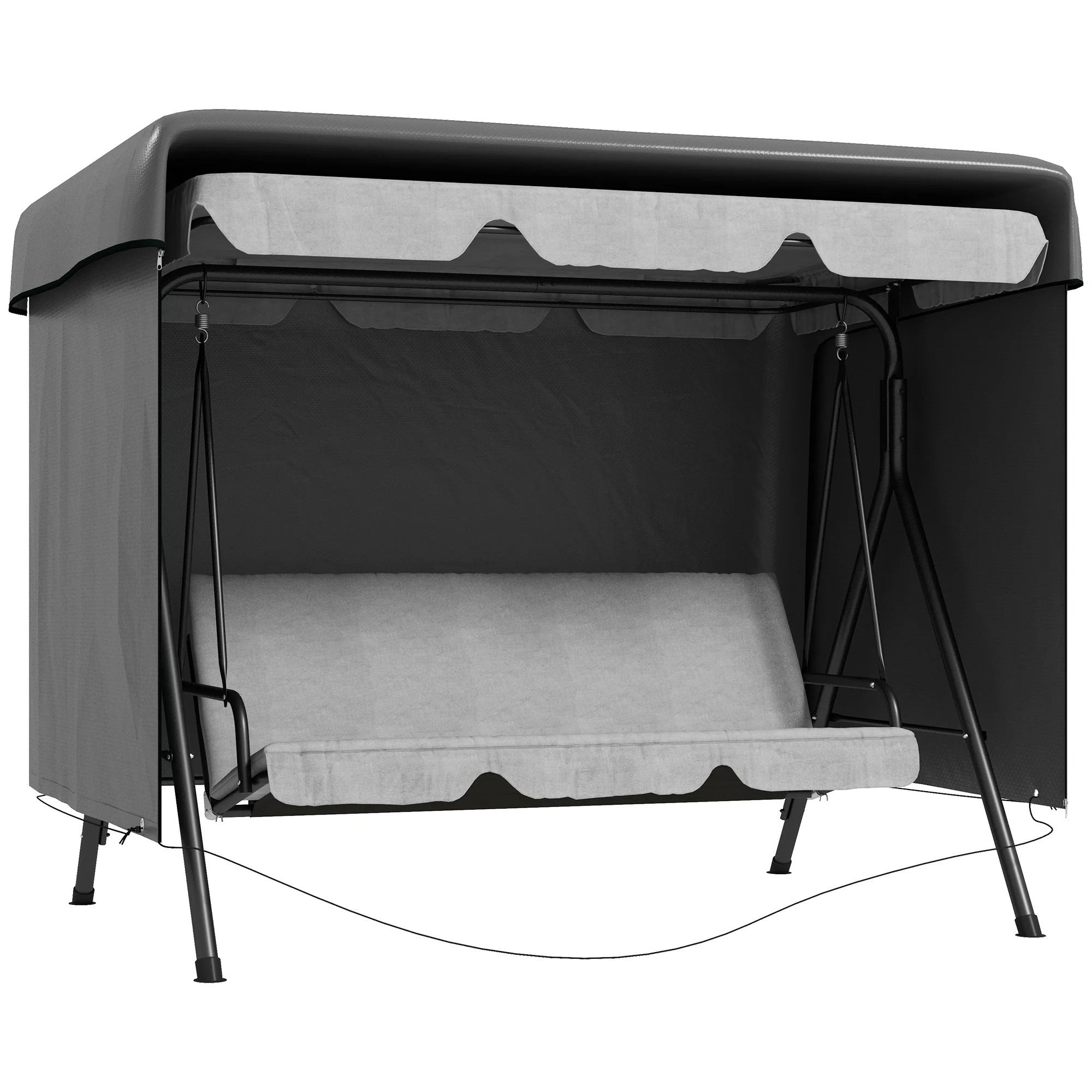 3-Seater Patio Swing Cover, Waterproof Garden Furniture Protection Cover, Dark Grey