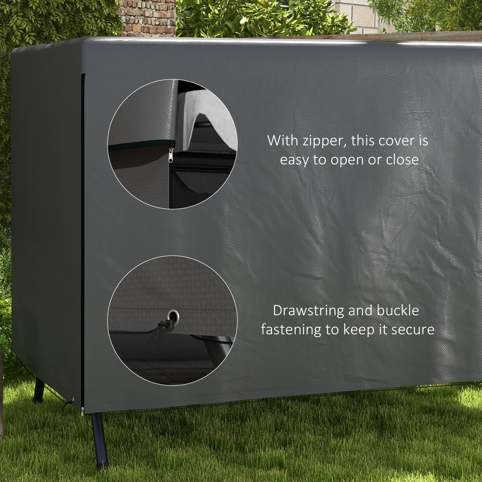 3-Seater Patio Swing Cover, Waterproof Garden Furniture Protection Cover, Dark Grey - Image 7