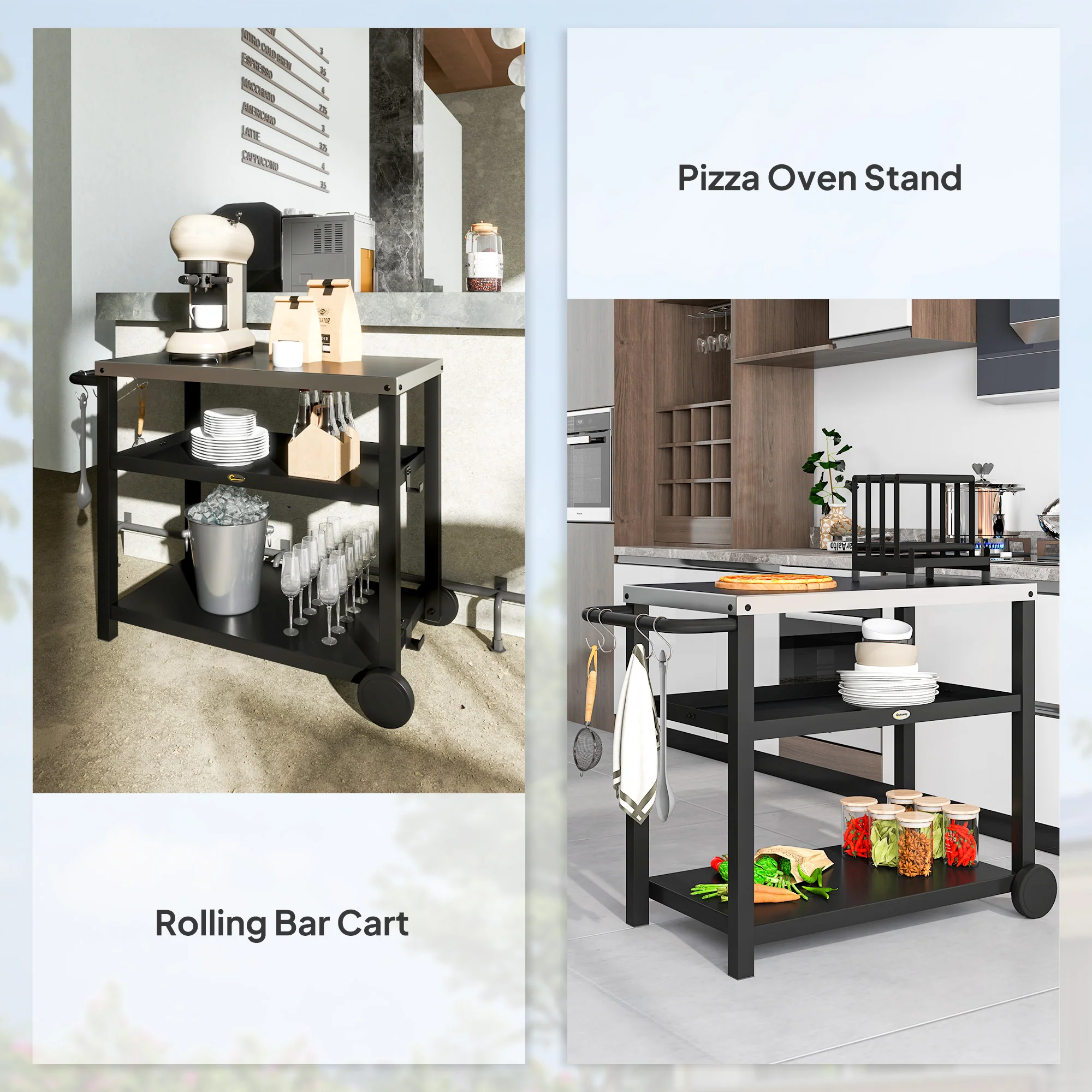 3-Shelf Stainless Steel Grill Cart with Wheels, Charcoal Grey - Image 10