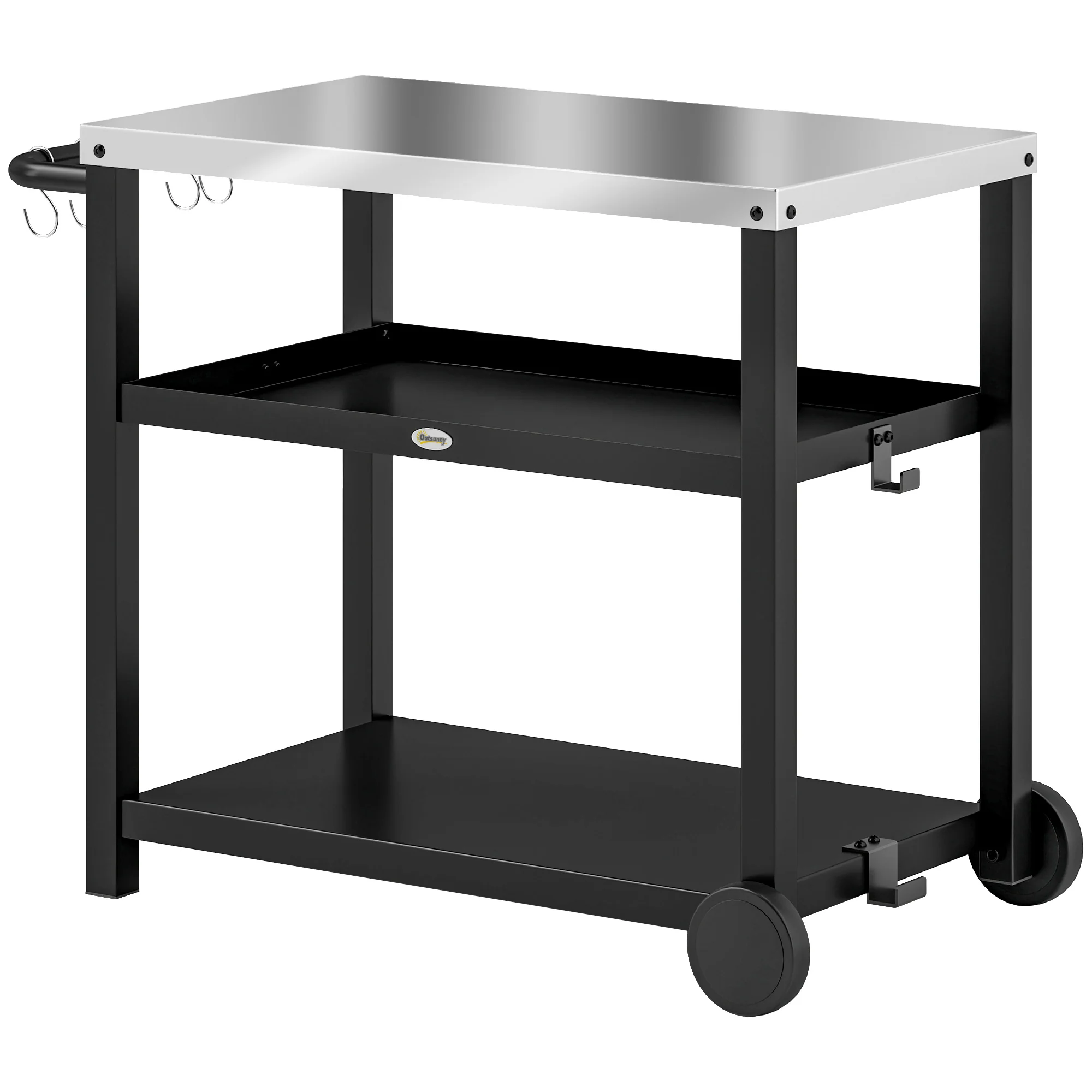 3-Shelf Stainless Steel Grill Cart with Wheels, Charcoal Grey - Image 12