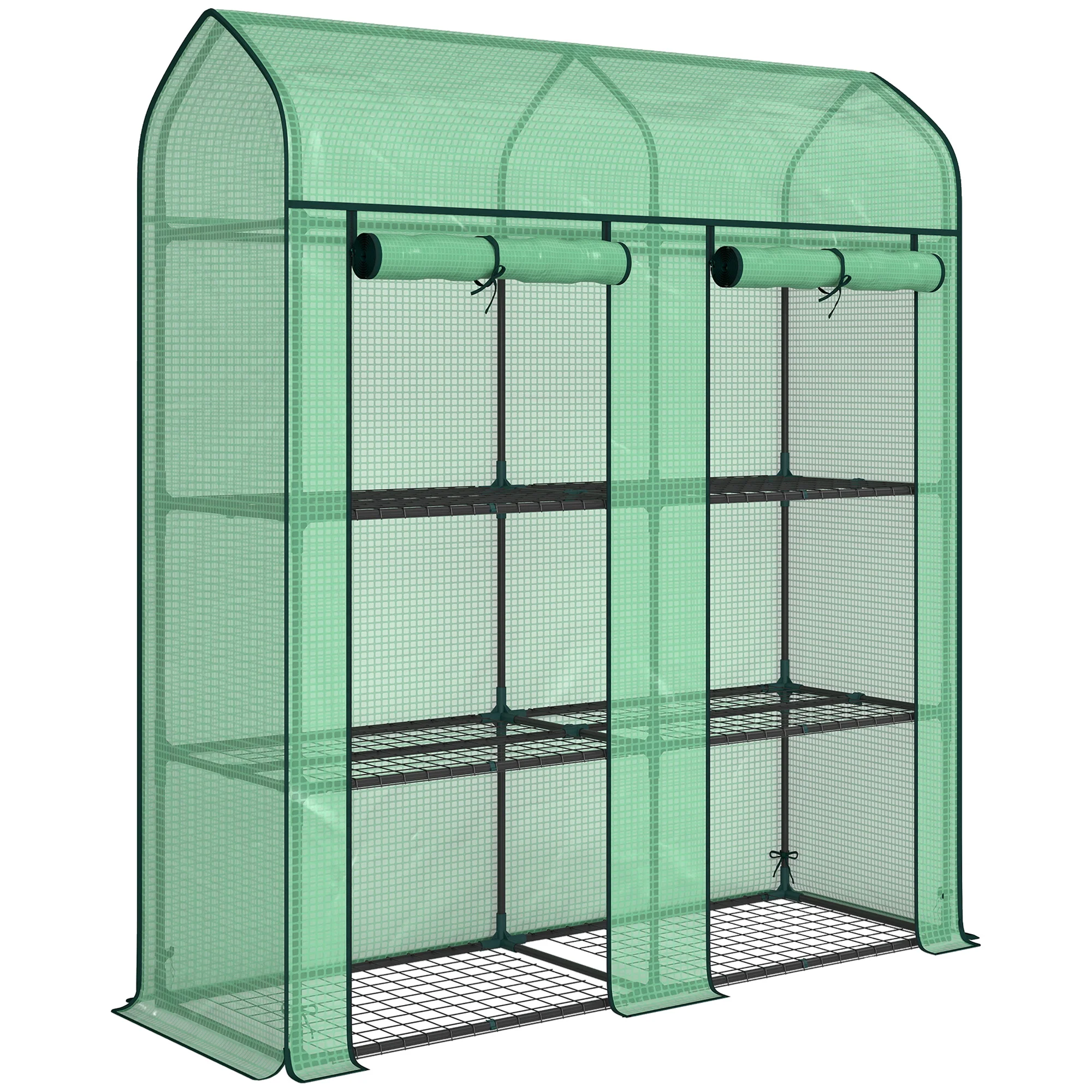 3-Tier Mini Greenhouse, 56.3" x 18.1" x 65", Green - Image 12