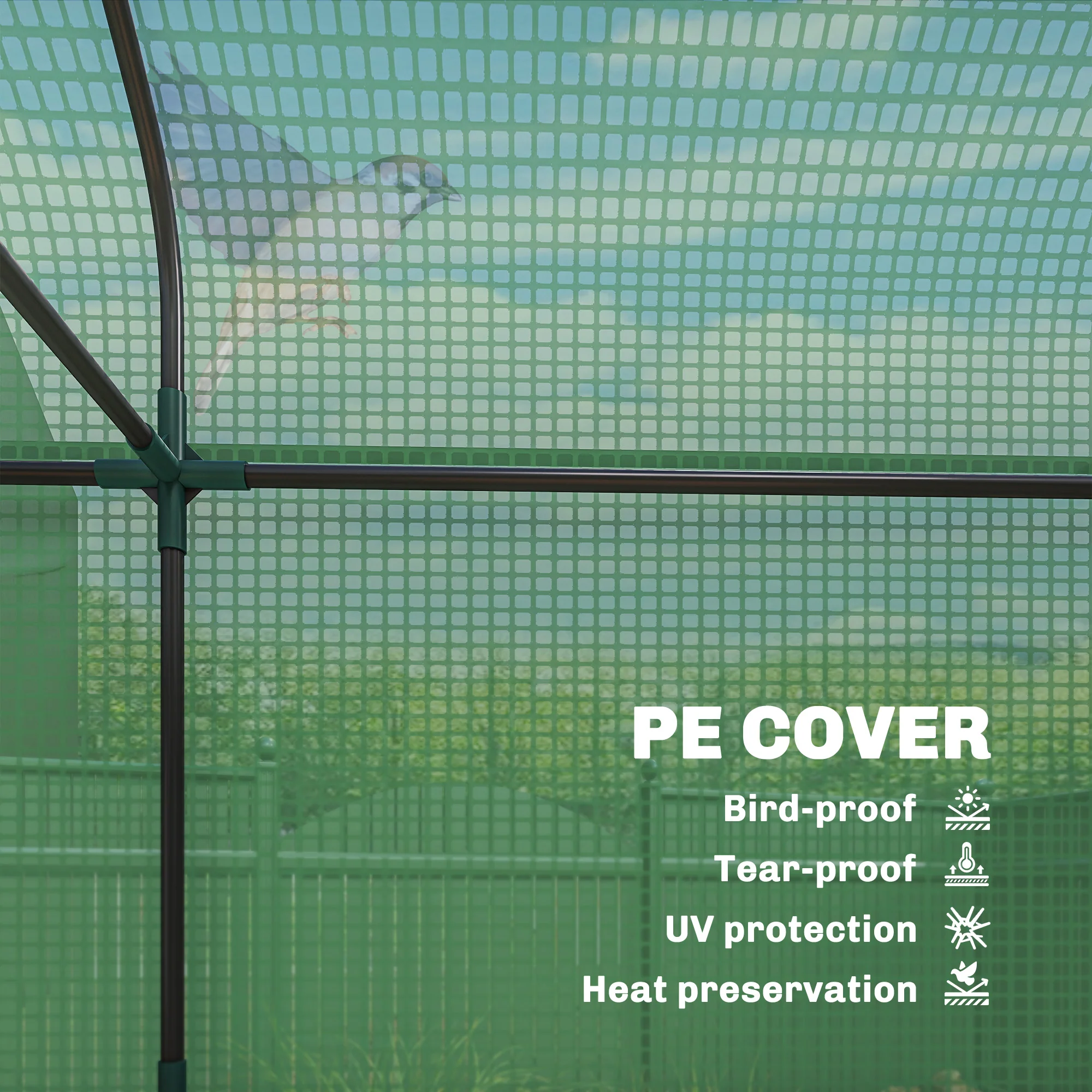 3-Tier Mini Greenhouse, 56.3" x 18.1" x 65", Green - Image 7