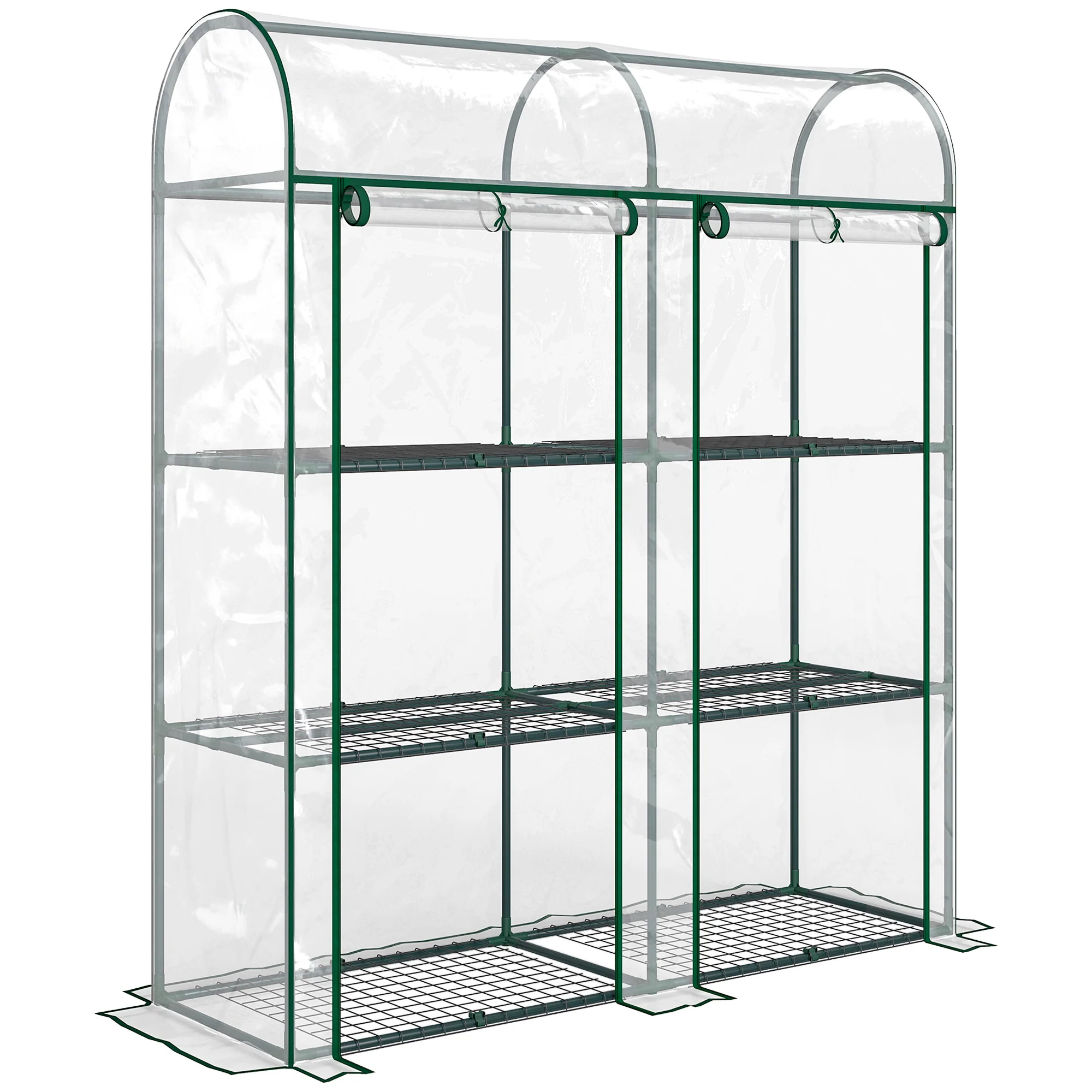 3 Tier Mini Greenhouse with 2 Roll-up Doors, 56.3" x 18.1" x 64.6" - Image 12