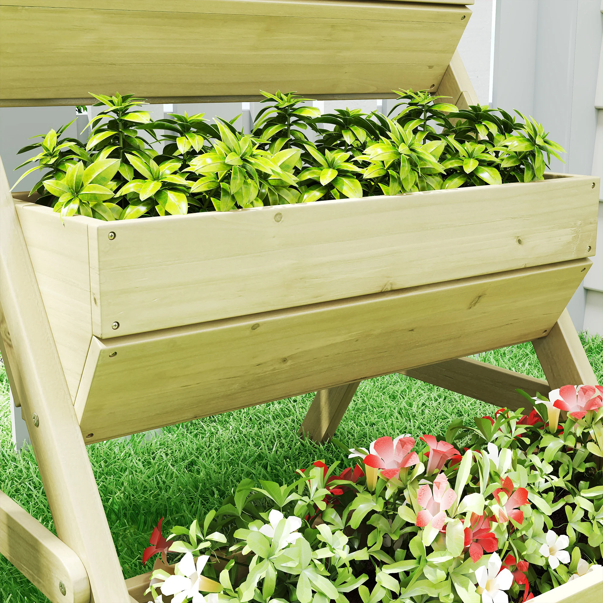 26" x 30" x 30" 3-Tier Wooden Raised Garden Bed, Light Green - Image 11
