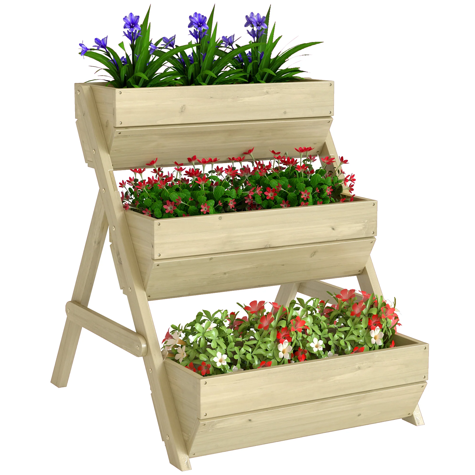 26" x 30" x 30" 3-Tier Wooden Raised Garden Bed, Light Green - Image 2