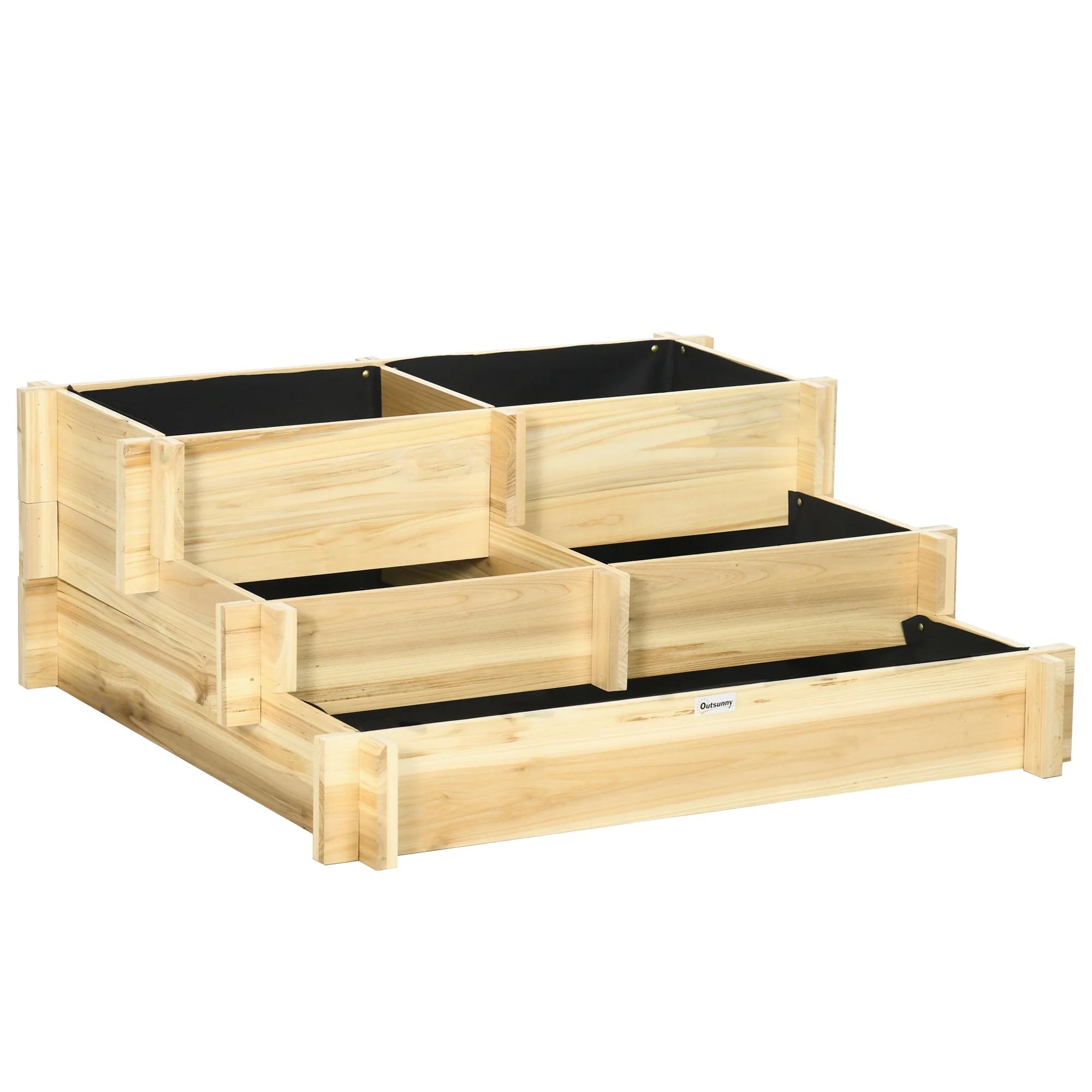 3-Tier Raised Garden Bed with 5 Compartments, 37" x 37" x 14", Natural - Image 12