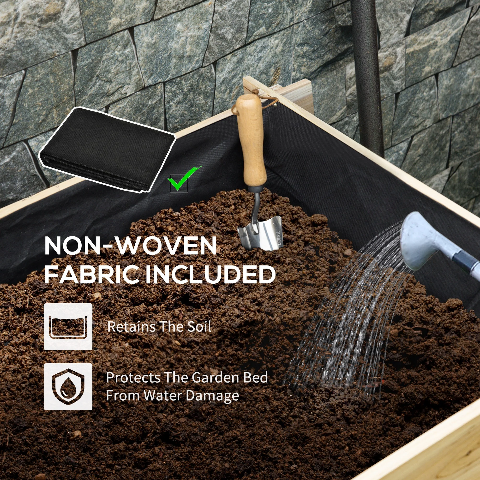 3-Tier Raised Garden Bed with 5 Compartments, 37" x 37" x 14", Natural - Image 9