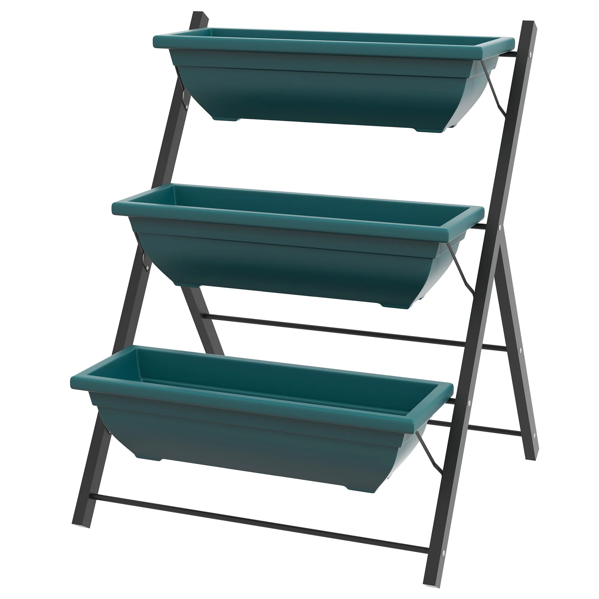 3-Tier Vertical Garden Bed with 3 Planters and Drainage Holes, Green - Image 12