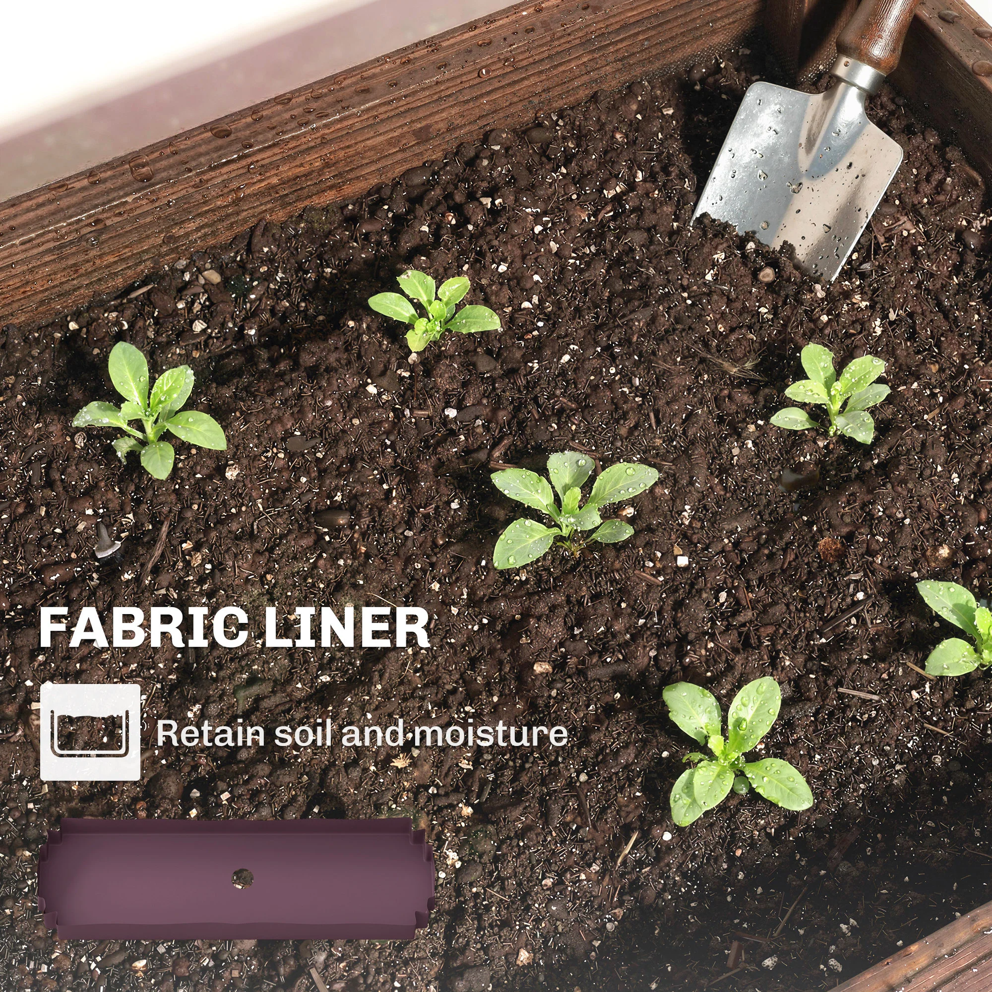 3-Tier Wooden Raised Planter with Liner, 60 x 25 x 120 cm - Image 9