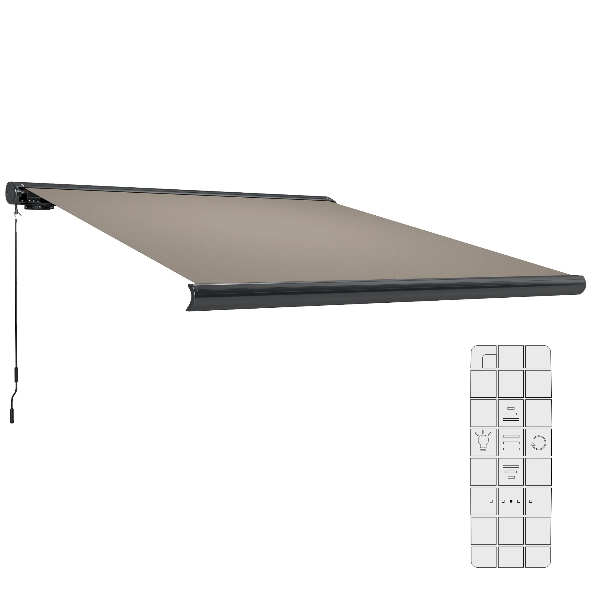 3 x 2.5m Half Cassette Electric Awning with Remote Controller for Garden Patio, Light Grey