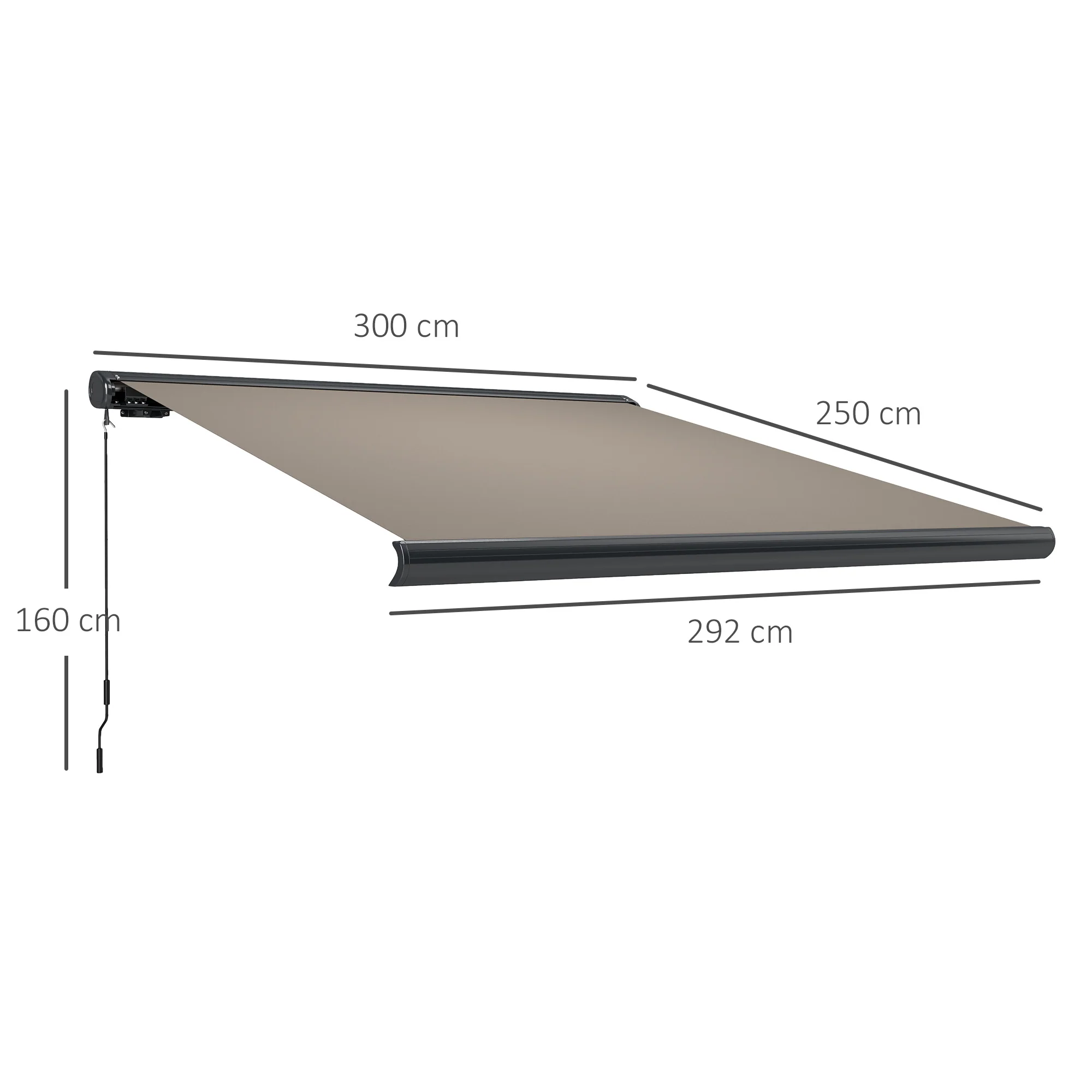 3 x 2.5m Half Cassette Electric Awning with Remote Controller for Garden Patio, Light Grey - Image 5