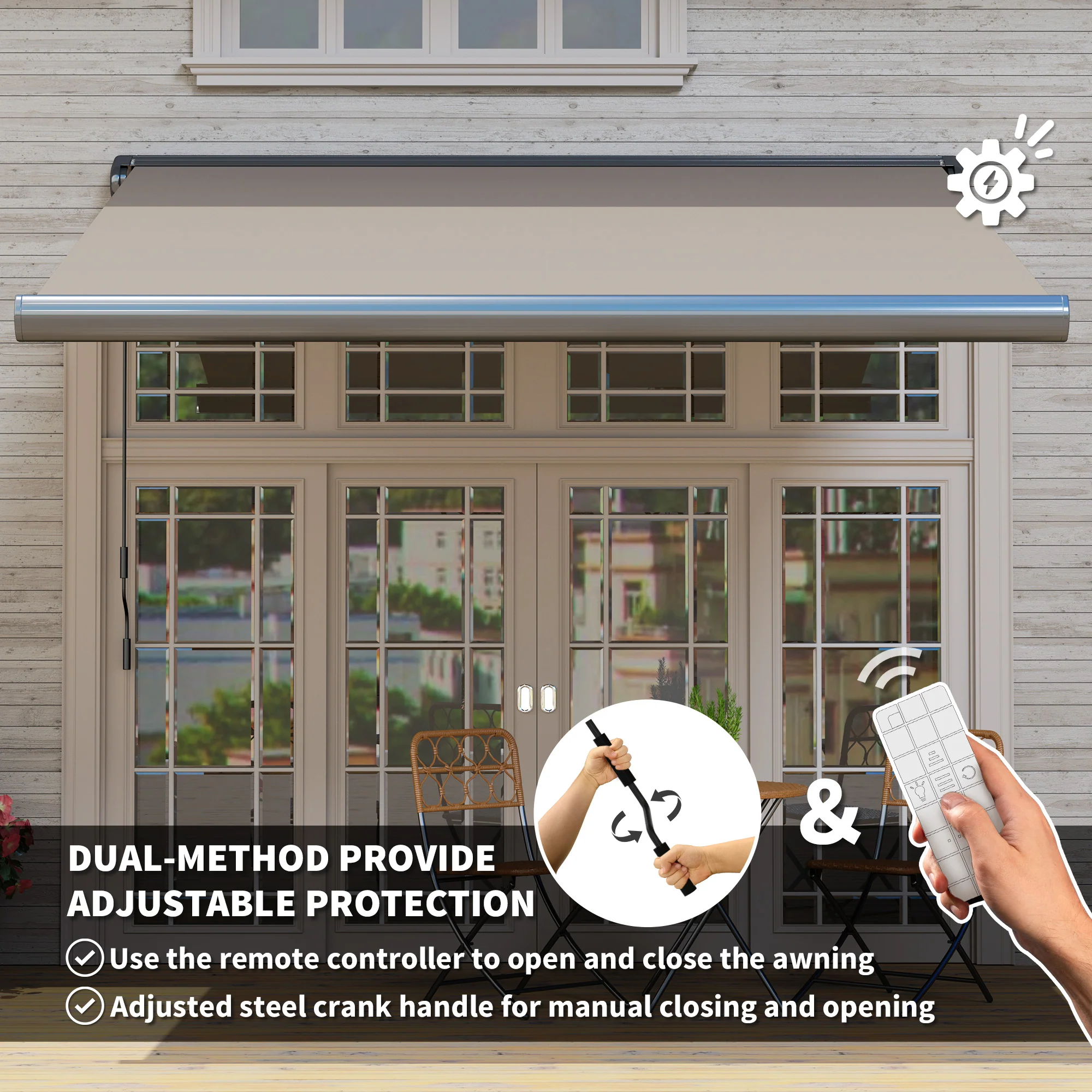 3 x 2.5m Half Cassette Electric Awning with Remote Controller for Garden Patio, Light Grey - Image 6