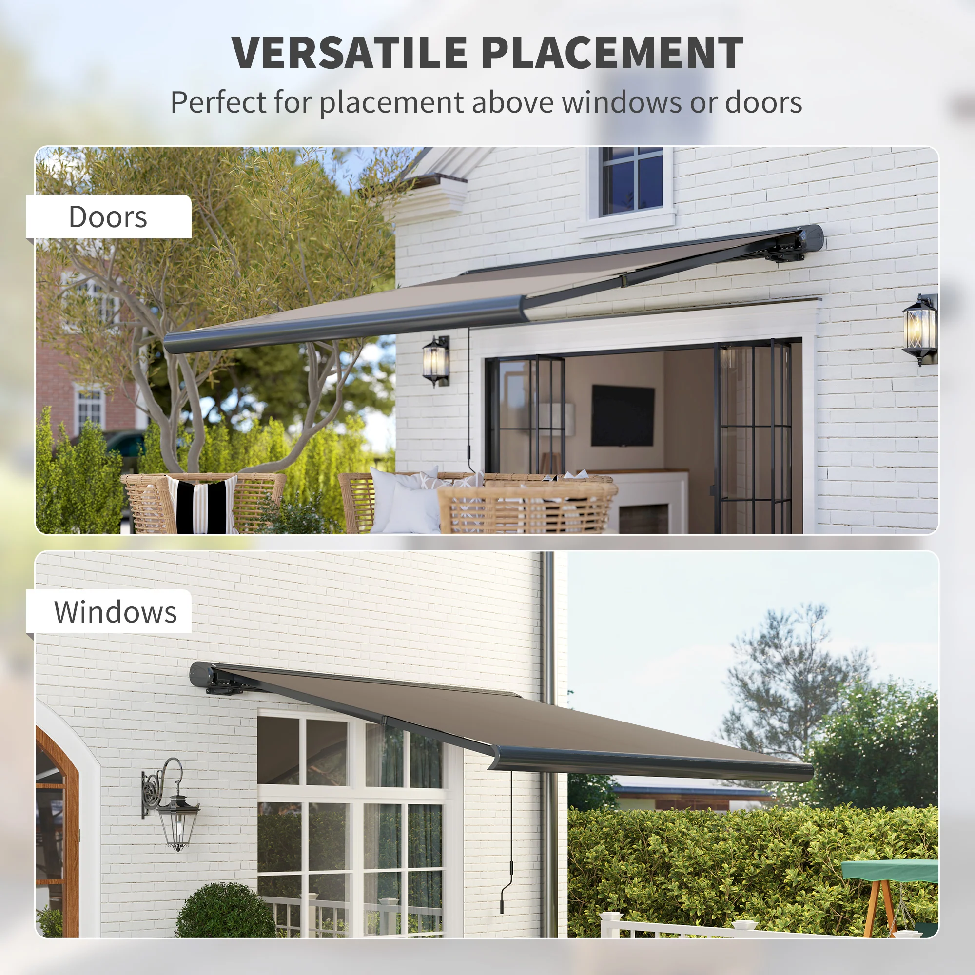 3 x 2.5m Half Cassette Electric Awning with Remote Controller for Garden Patio, Light Grey - Image 8