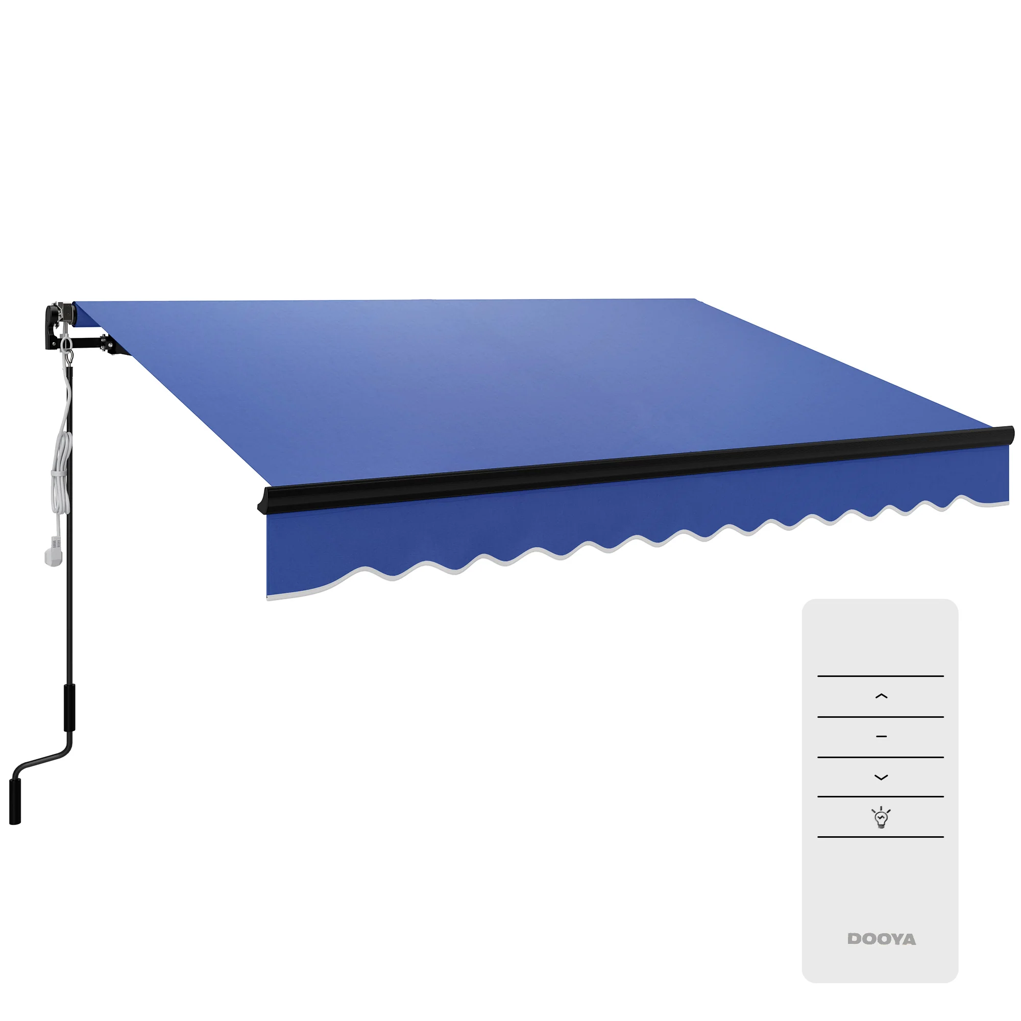 3 x 2.5m Electric Awning with LED Light & Remote Controller for Garden Patio Deck, Blue