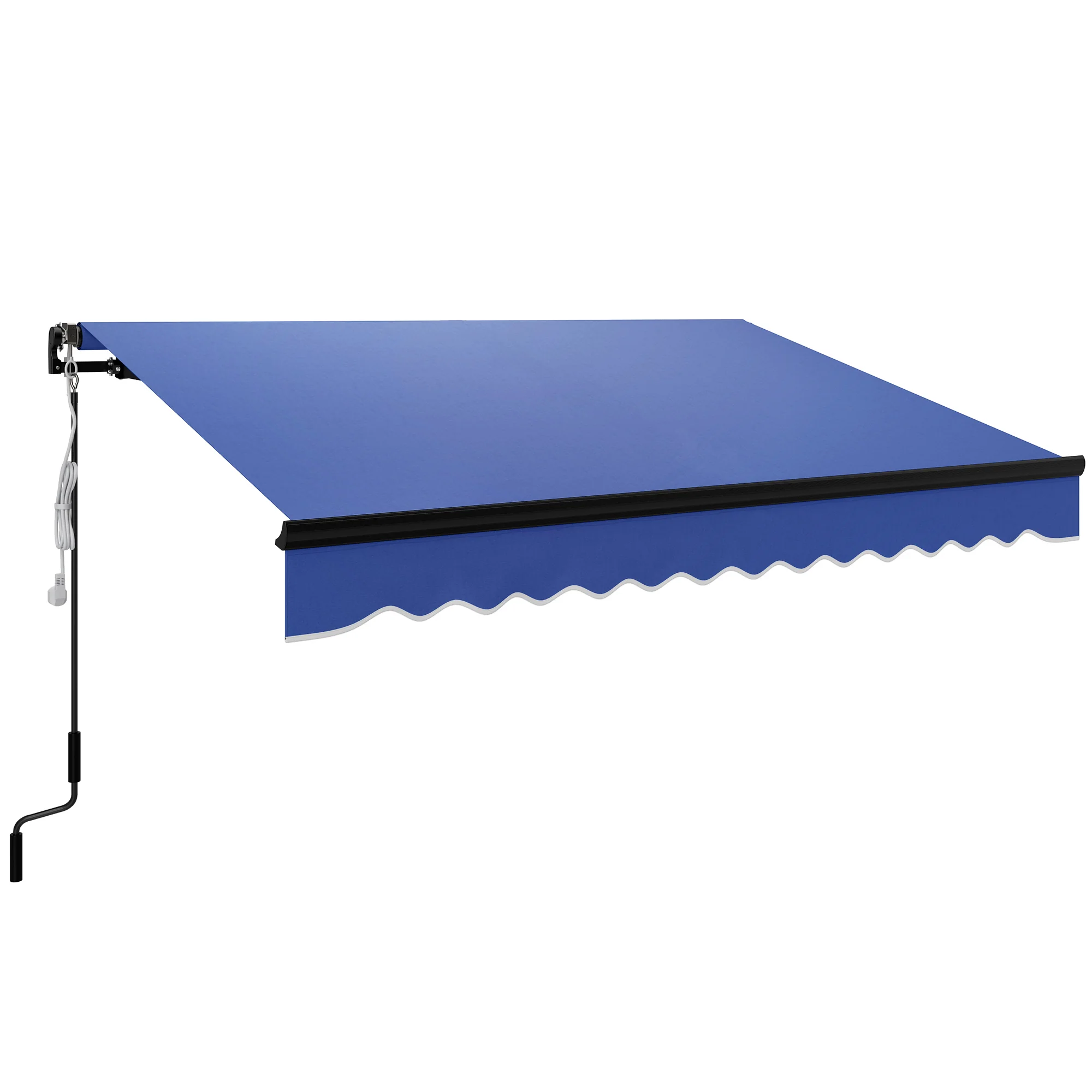 3 x 2.5m Electric Awning with LED Light & Remote Controller for Garden Patio Deck, Blue - Image 2