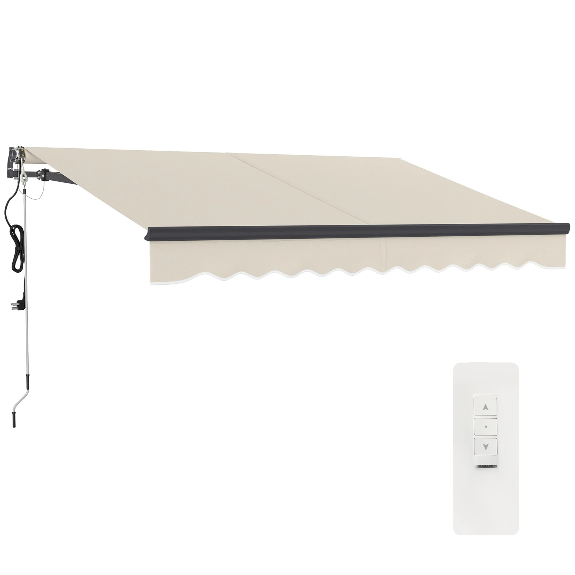 3 x 2.5m Electric Awning with Remote Controller for  Garden Patio Door Window, Beige