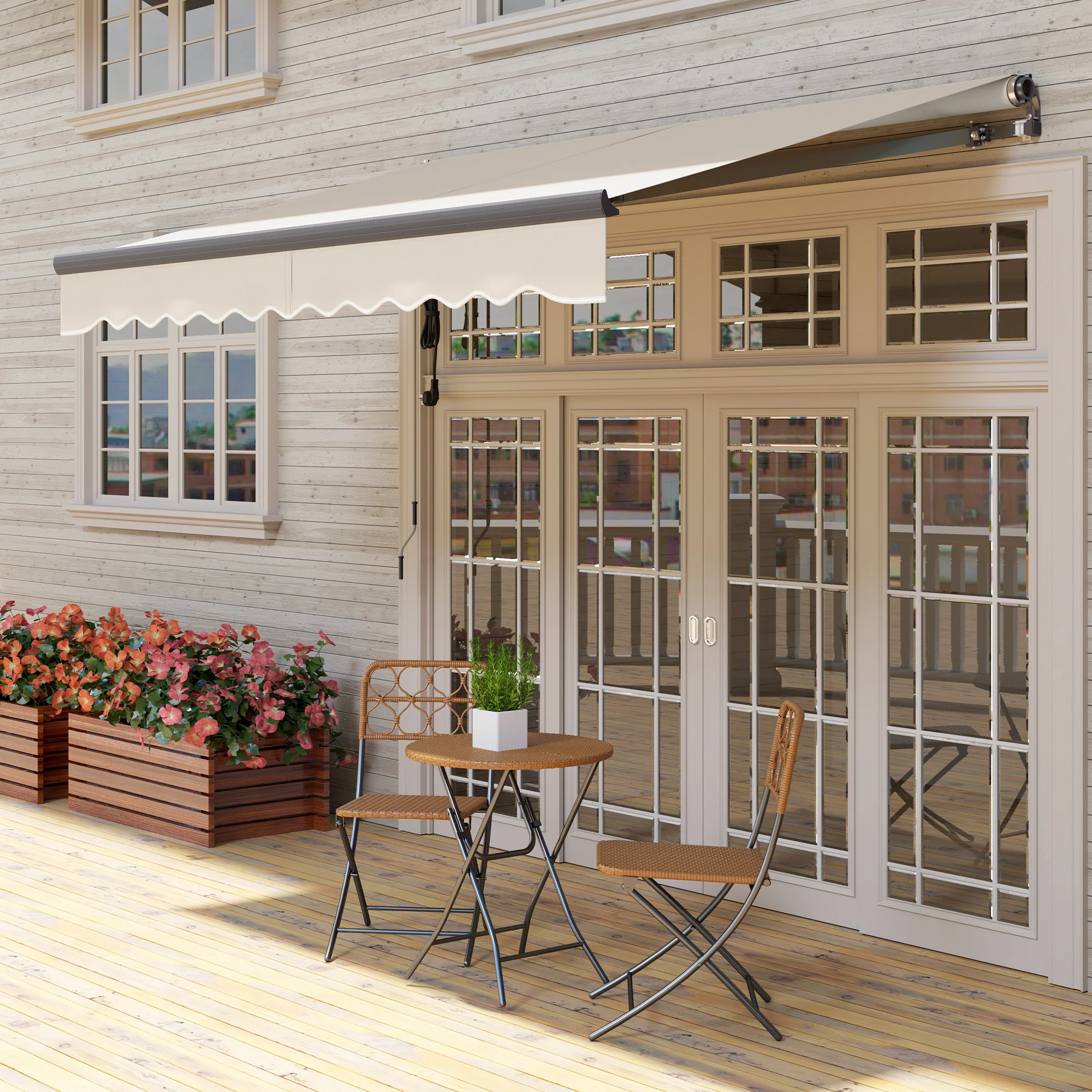 3 x 2.5m Electric Awning with Remote Controller for  Garden Patio Door Window, Beige - Image 10