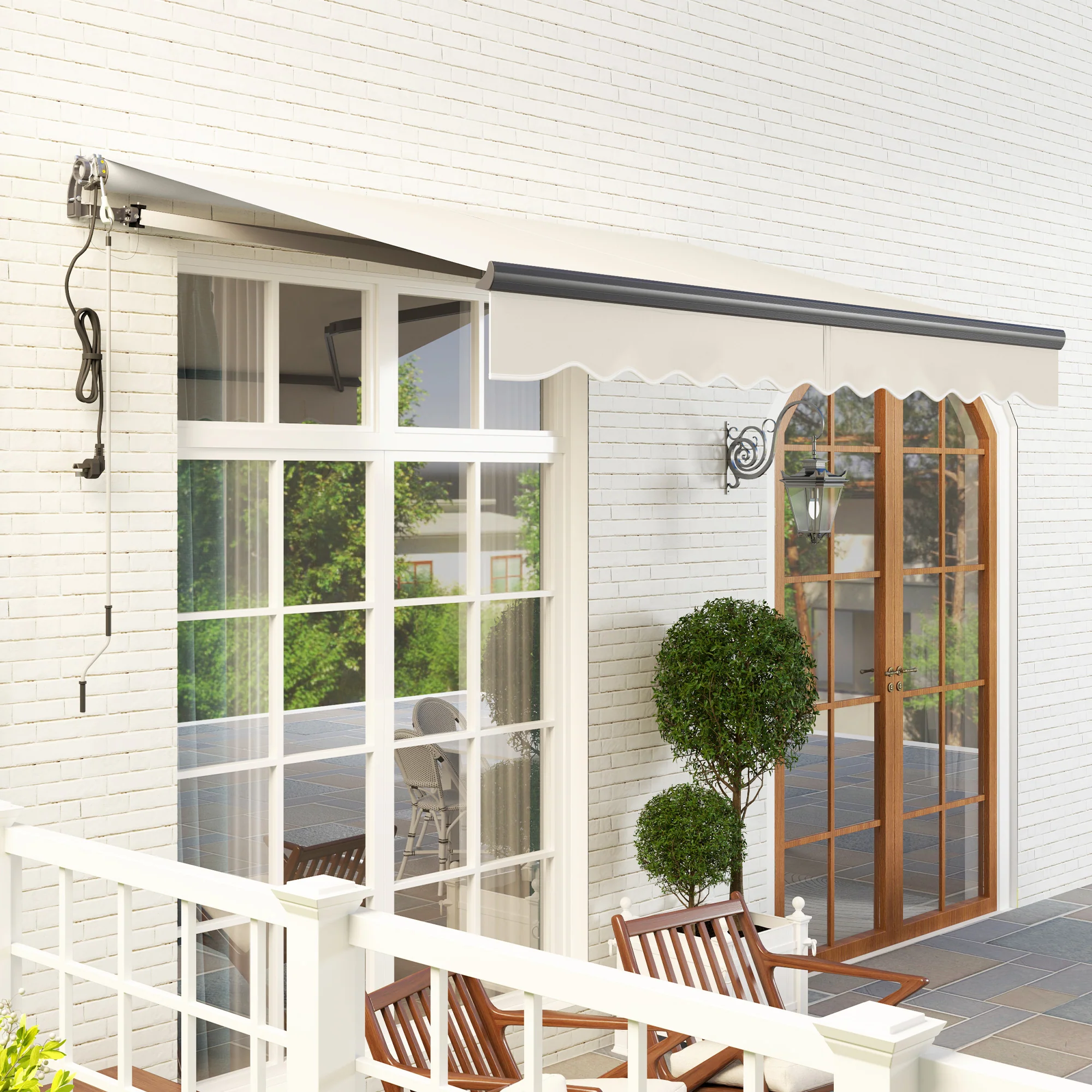 3 x 2.5m Electric Awning with Remote Controller for  Garden Patio Door Window, Beige - Image 11