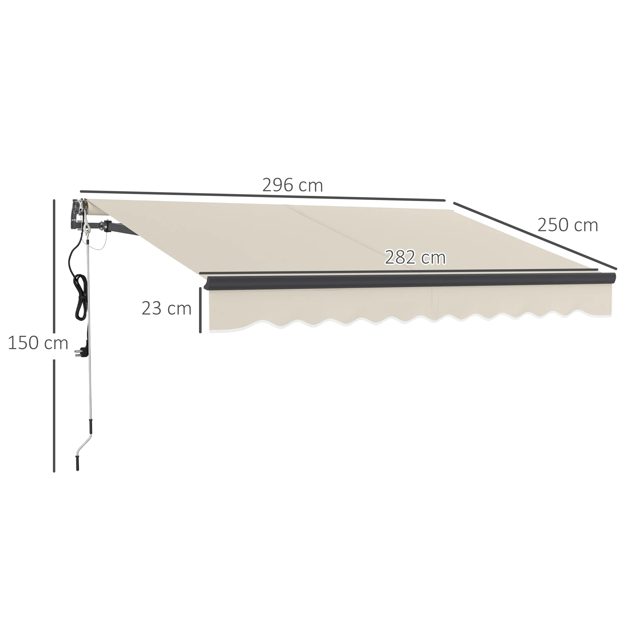 3 x 2.5m Electric Awning with Remote Controller for  Garden Patio Door Window, Beige - Image 5