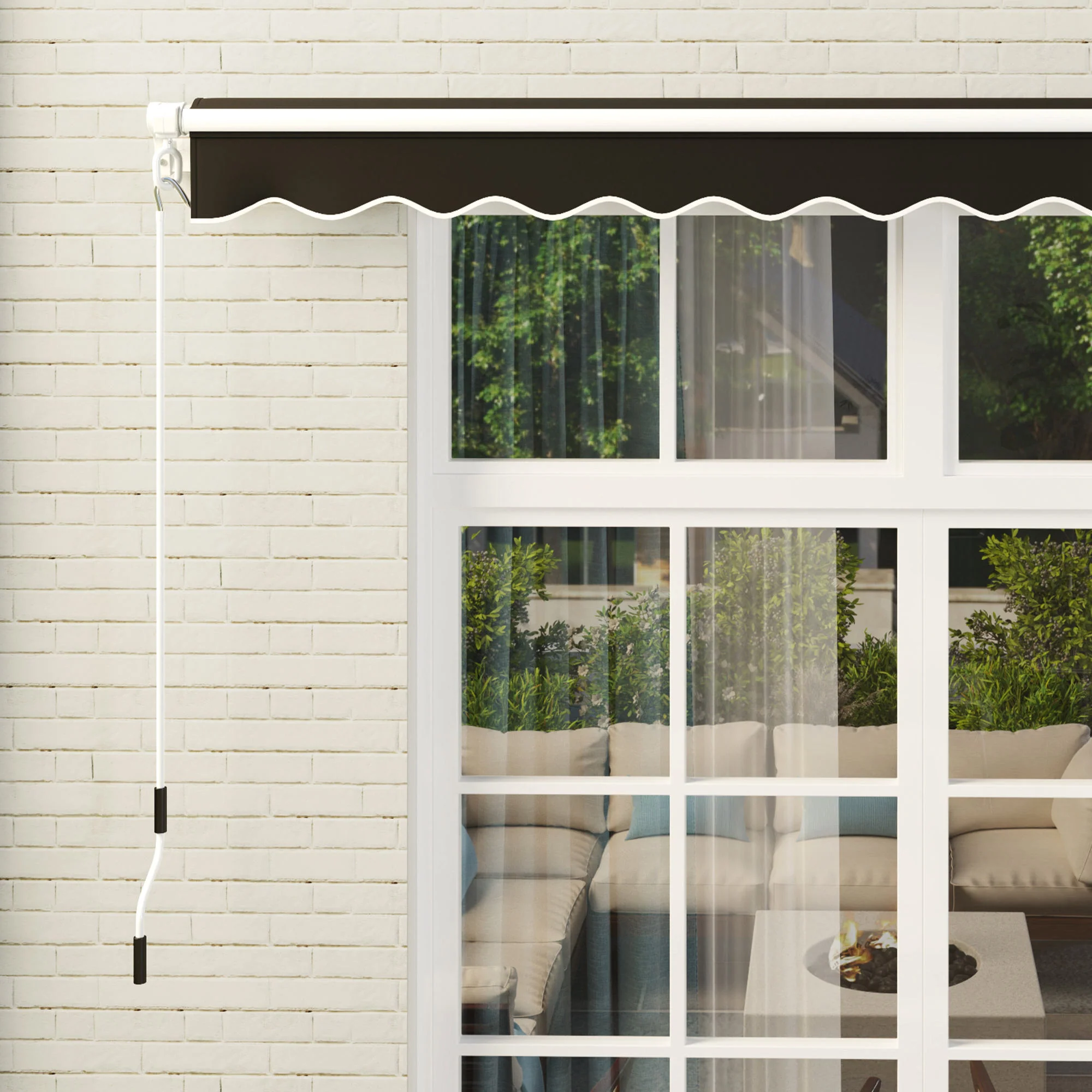 3 x 2.5m Retractable Manual Awning with w/ Fittings & Crank Handle, Black - Image 10