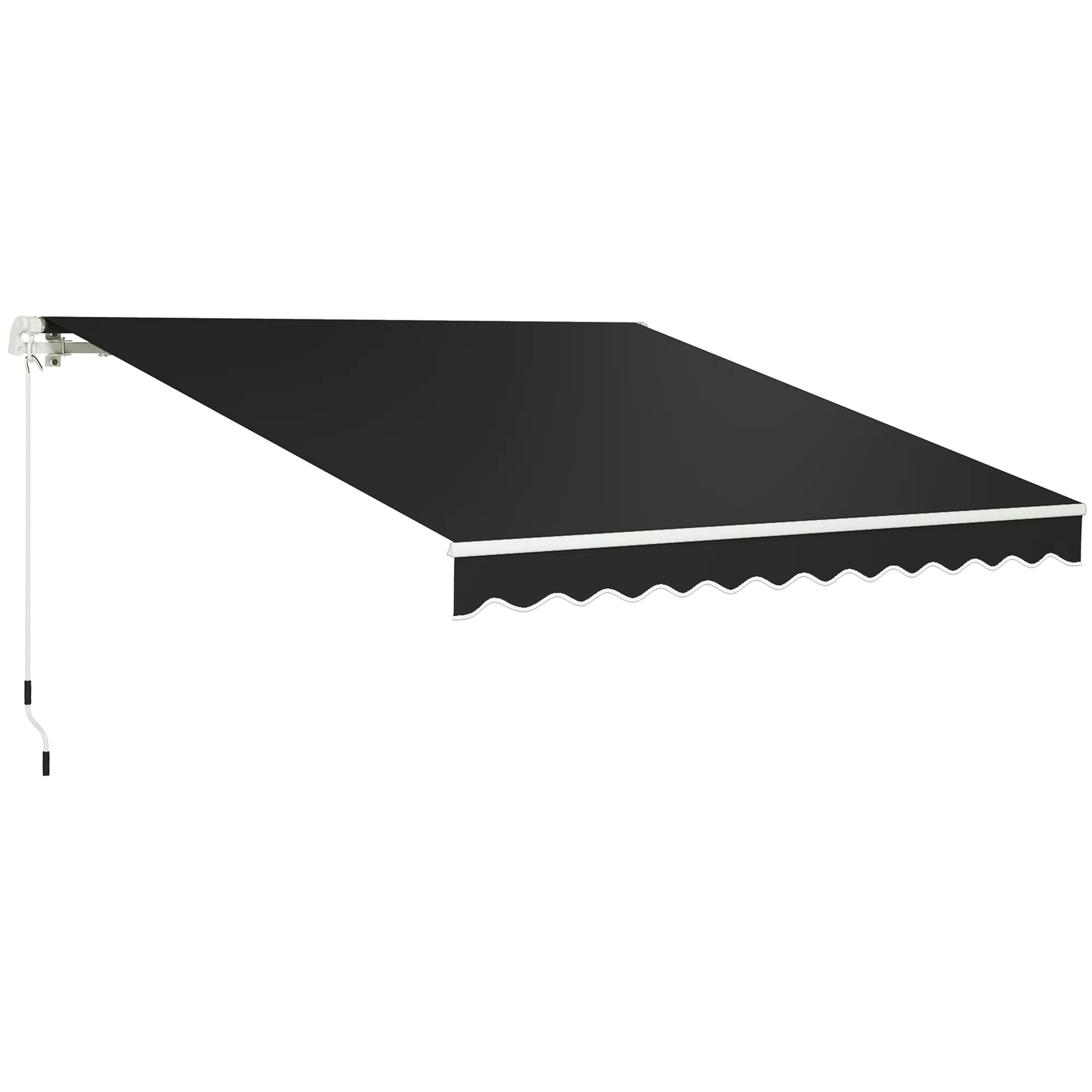 3 x 2.5m Retractable Manual Awning with w/ Fittings & Crank Handle, Black - Image 12
