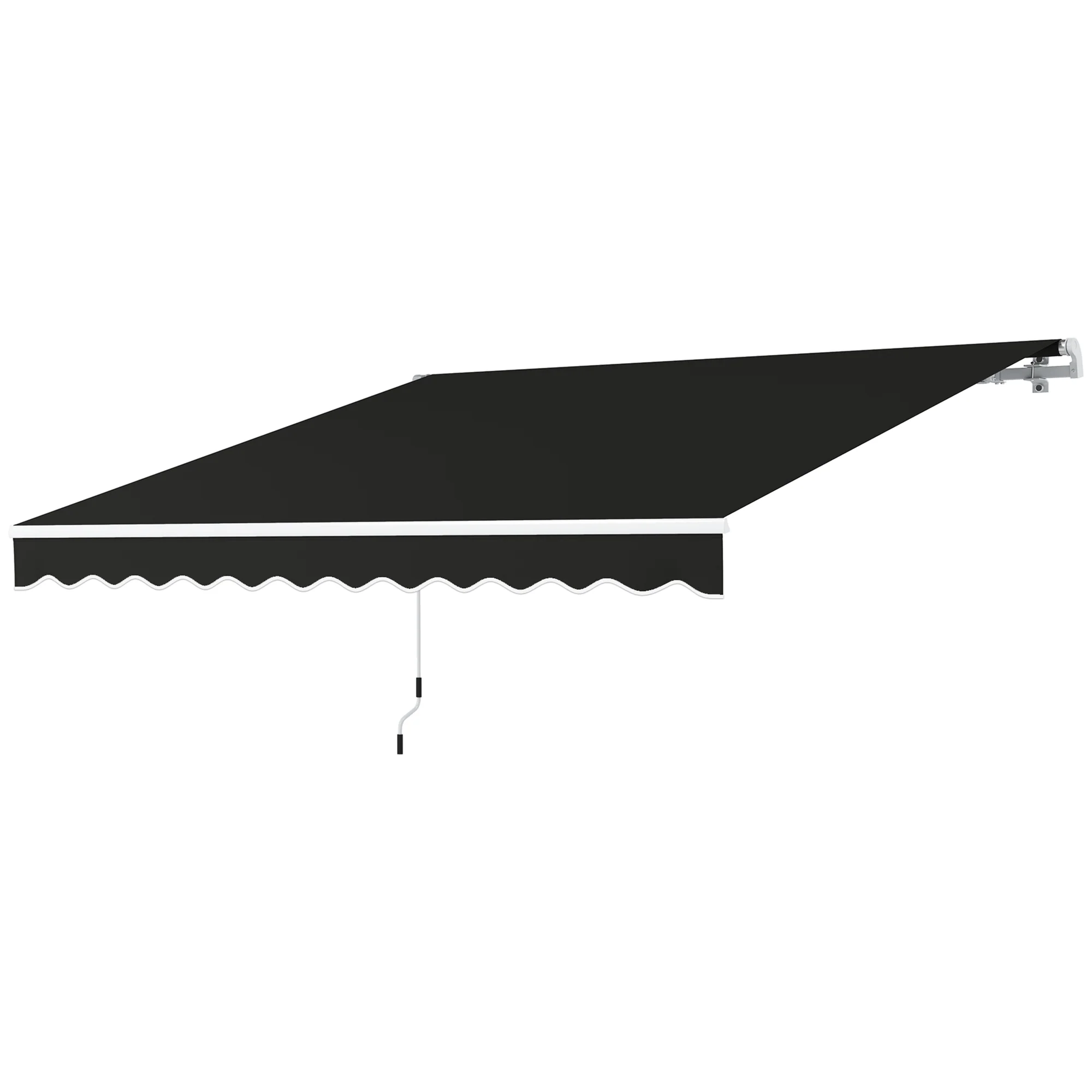 3 x 2.5m Retractable Manual Awning with w/ Fittings & Crank Handle, Black - Image 2