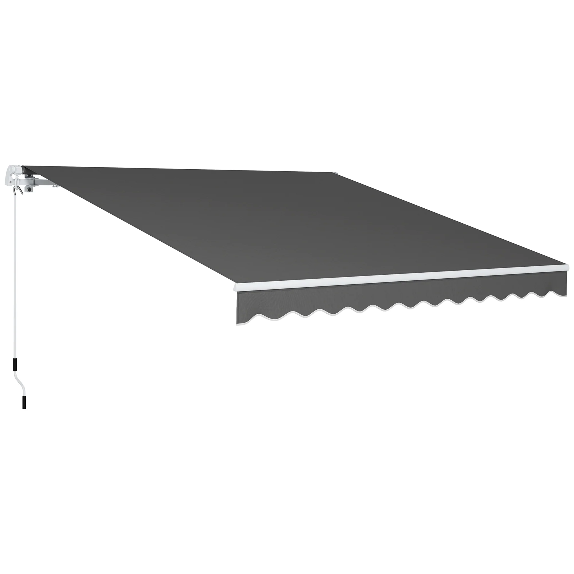 3 x 2.5m Retractable Manual Awning with w/ Fittings & Crank Handle, Light Grey