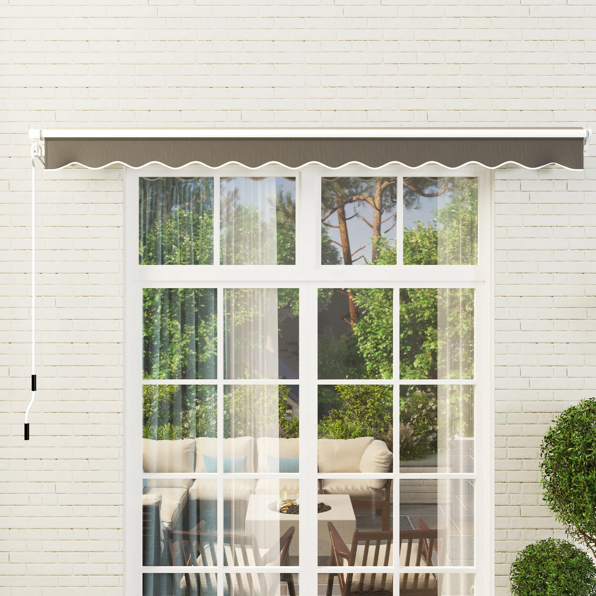 3 x 2.5m Retractable Manual Awning with w/ Fittings & Crank Handle, Light Grey - Image 10