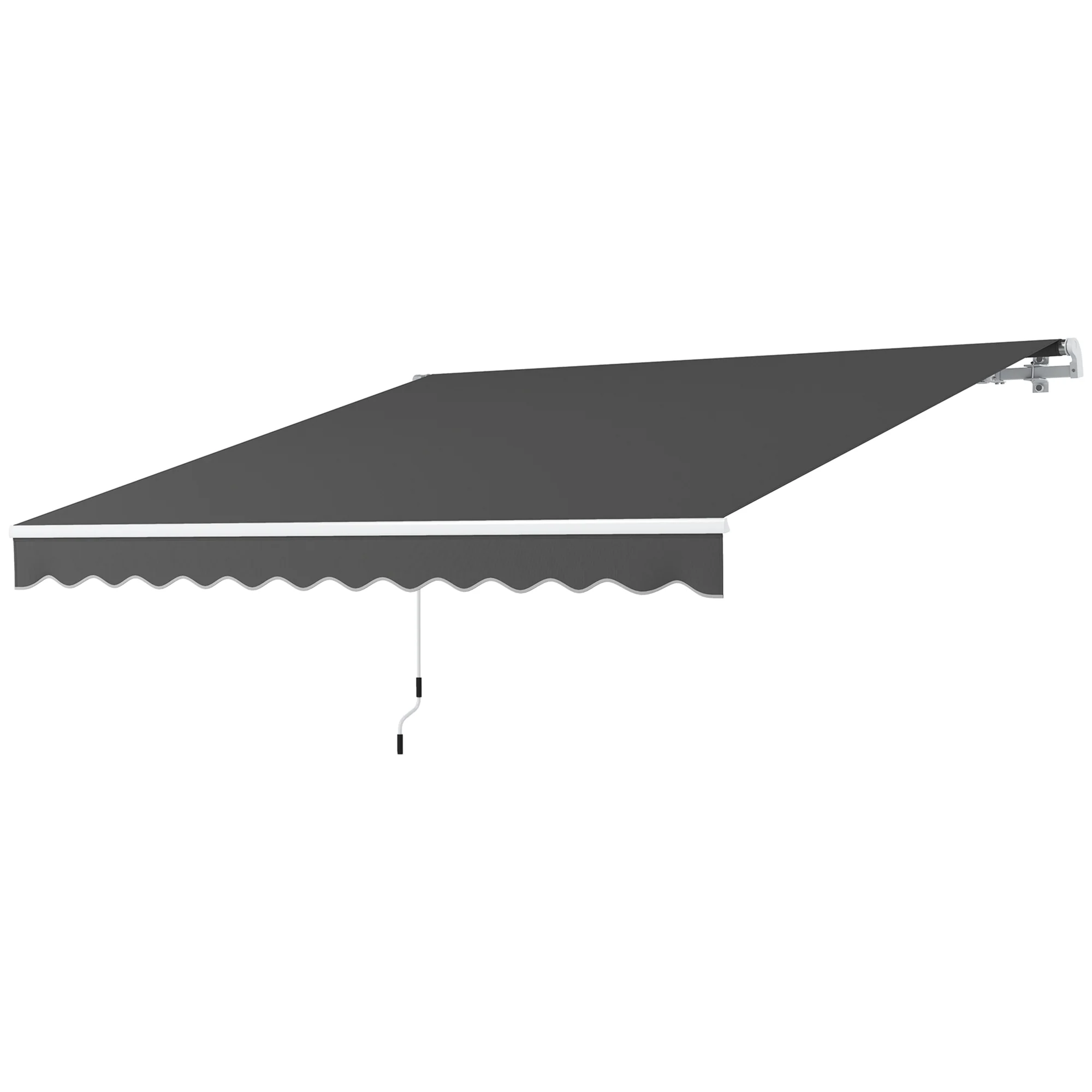 3 x 2.5m Retractable Manual Awning with w/ Fittings & Crank Handle, Light Grey - Image 2