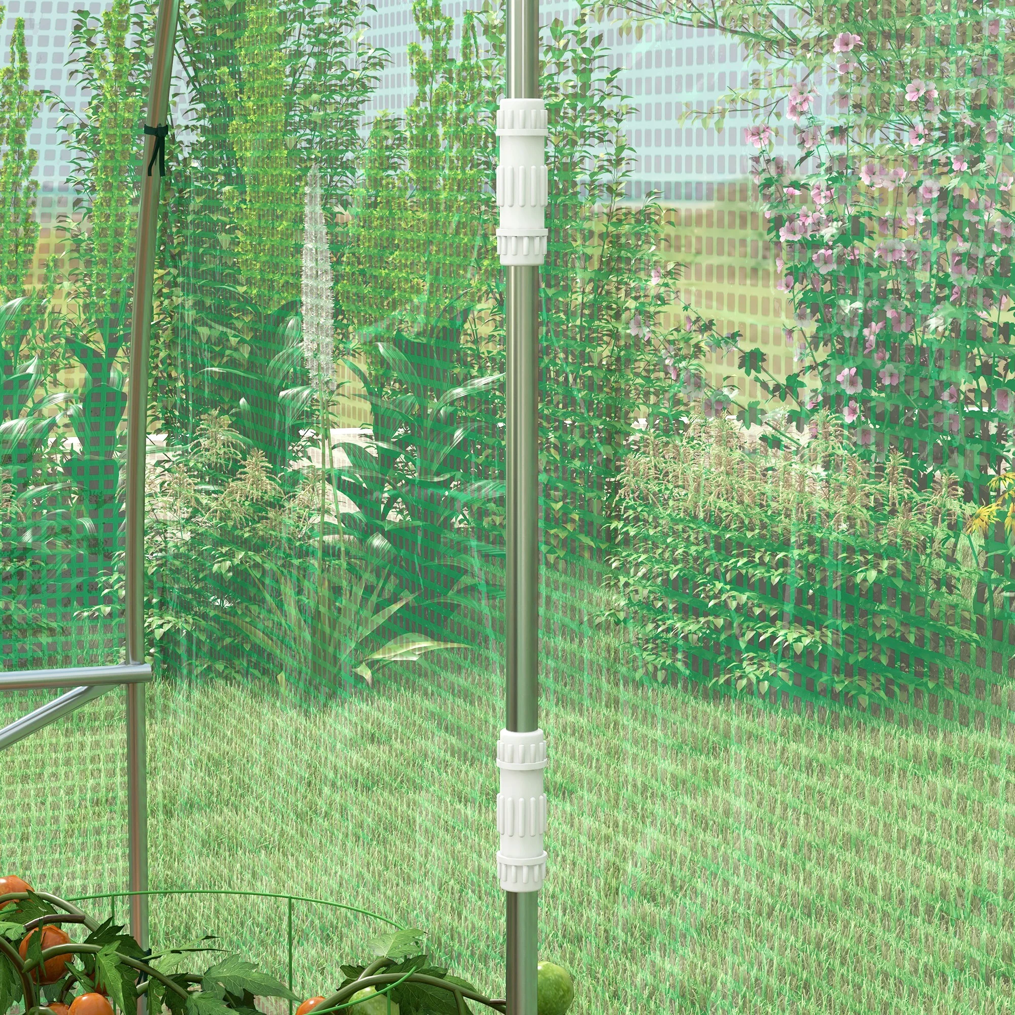 3 x 2m Polytunnel Greenhouse with Sprinkler Irrigation System, Wide Roll-up Door & 6 Mesh Windows, Green - Image 11