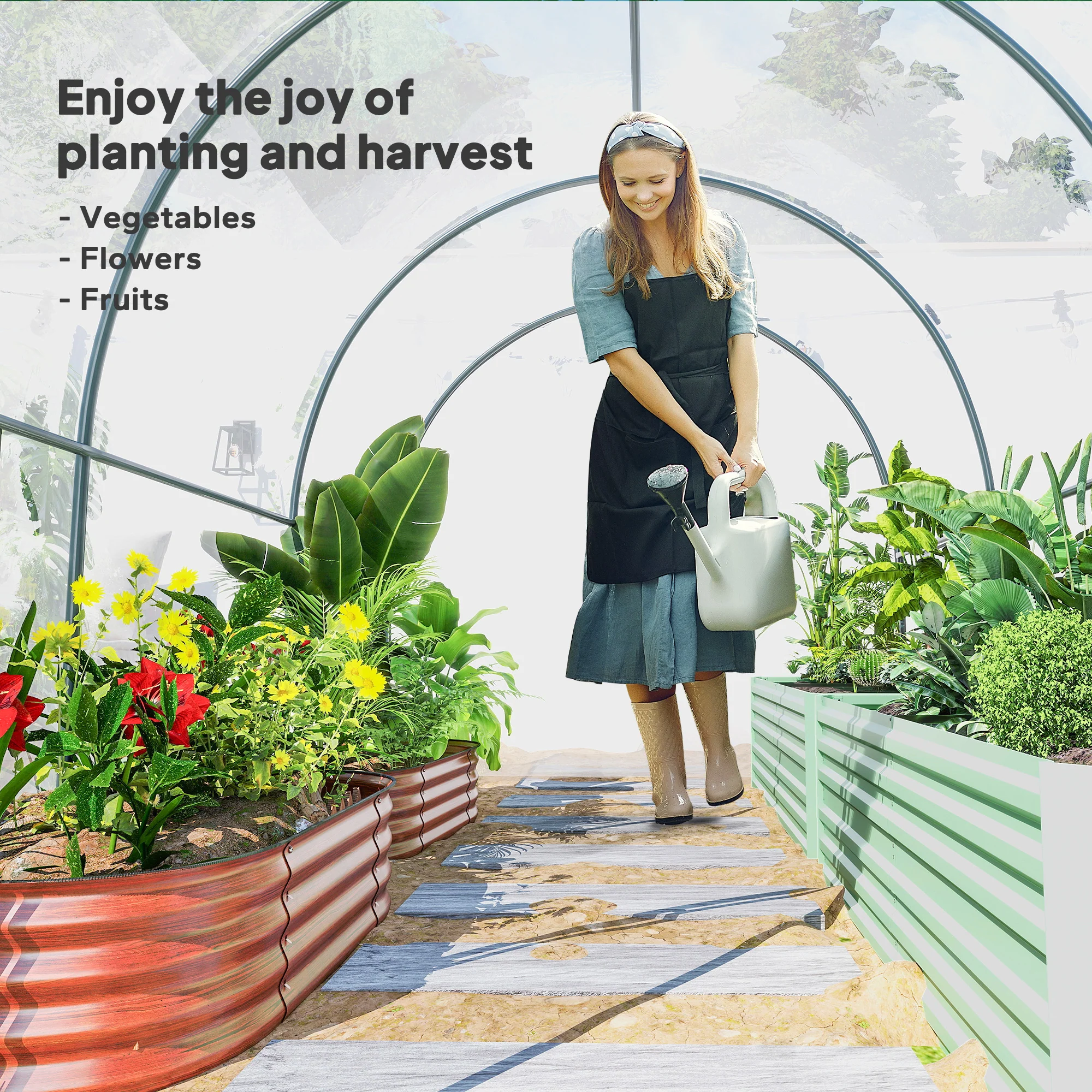3 x 2 x 2 m Polytunnel Greenhouse with Roll-up Door, Clear - Image 10