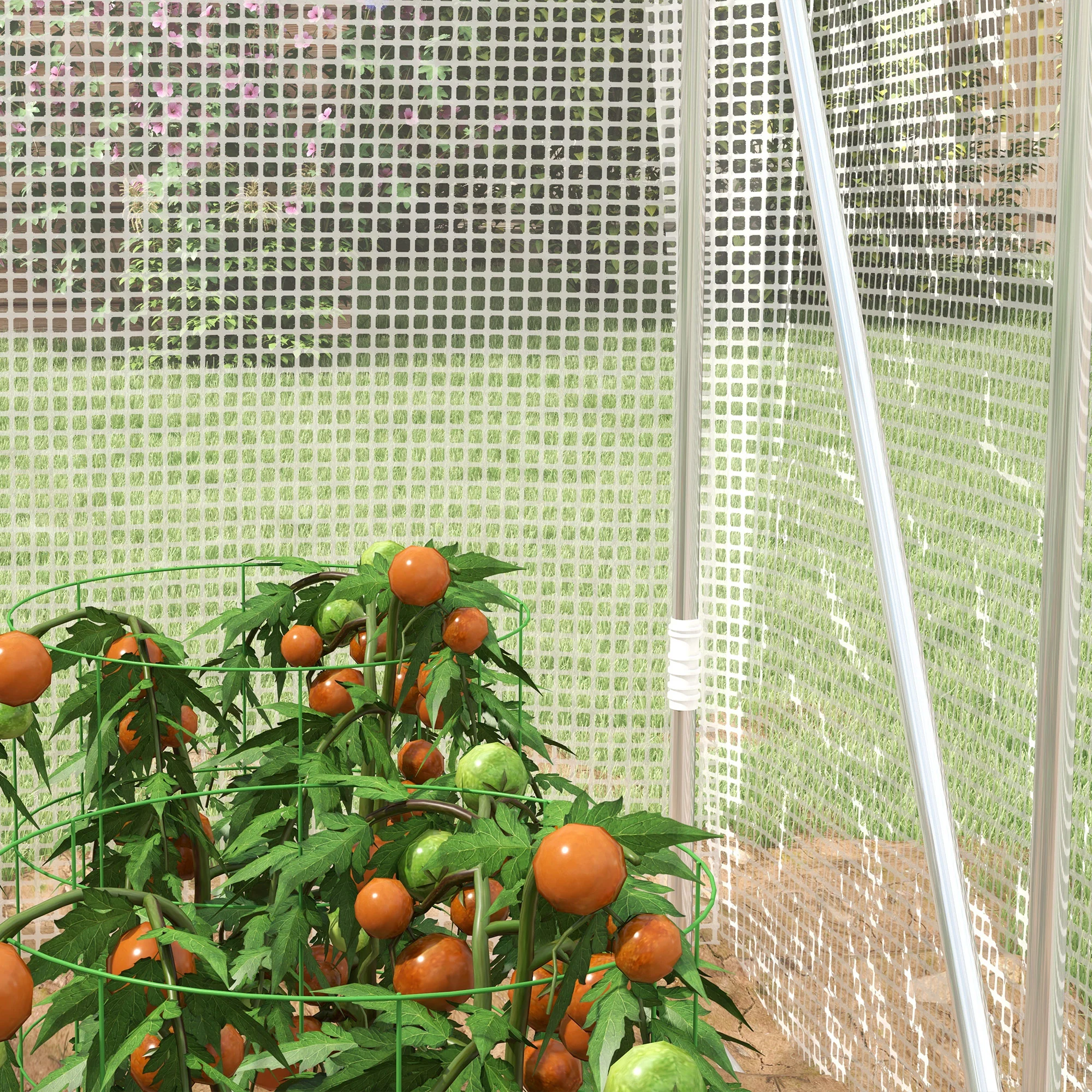 3 x 2 x 2m Galvanised Steel Frame Polytunnel Greenhouse with Hinged Door & PE Cover, White - Image 11