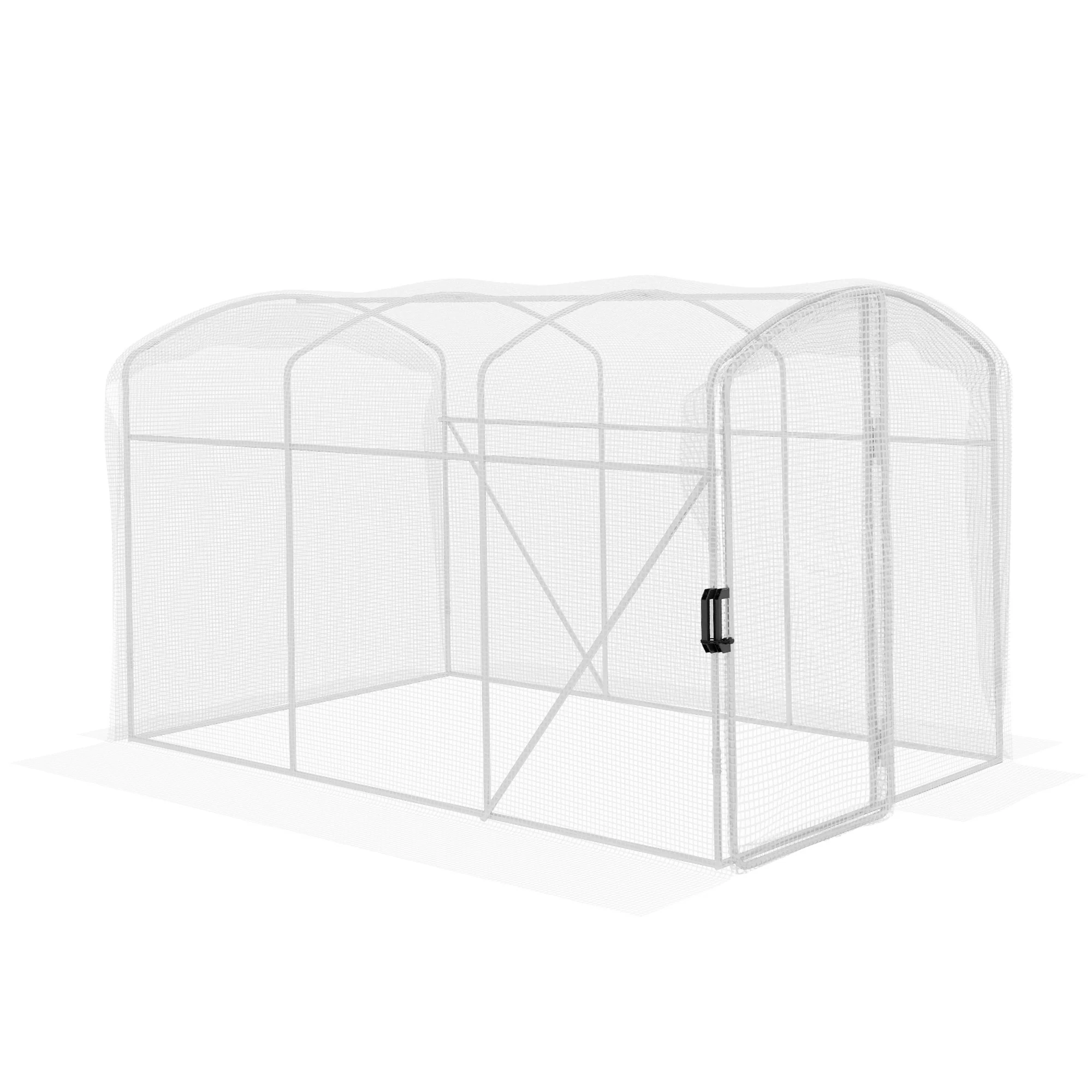 3 x 2 x 2m Galvanised Steel Frame Polytunnel Greenhouse with Hinged Door & PE Cover, White - Image 2