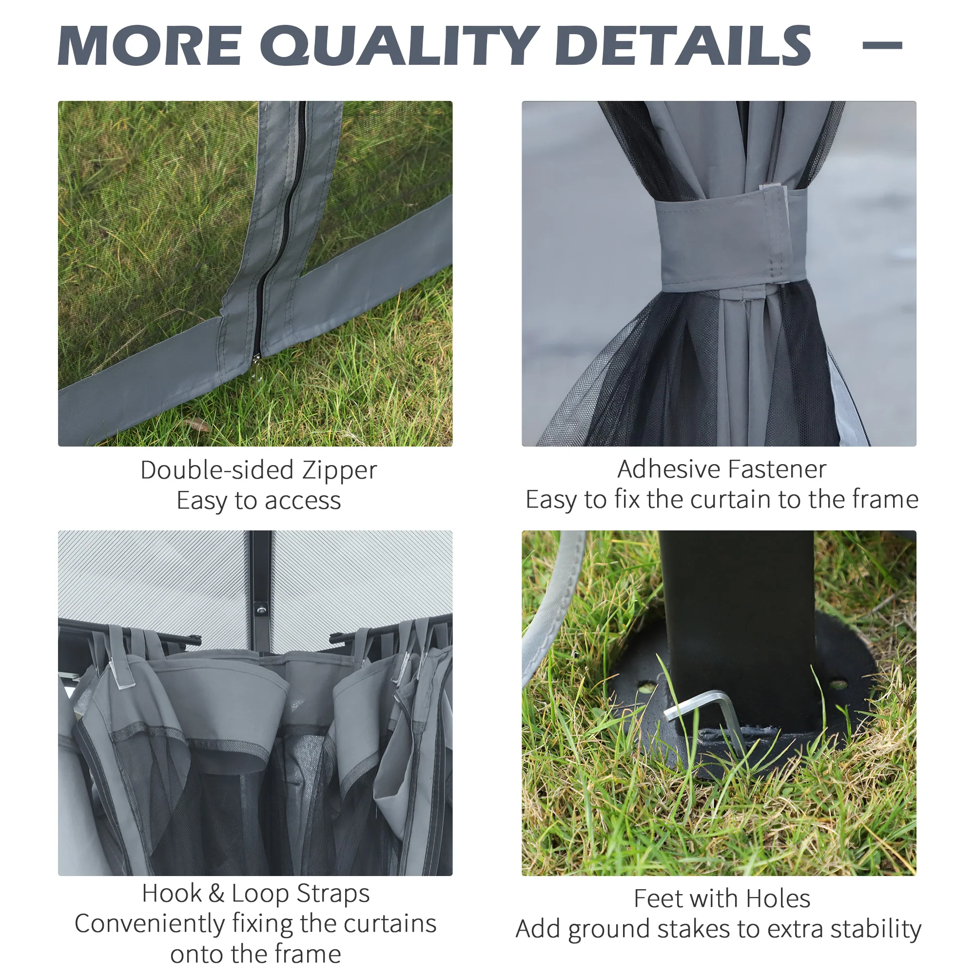 3 x 3.6m Aluminium Frame Hardtop Gazebo Canopy with Polycarbonate Roof, Grey - Image 7