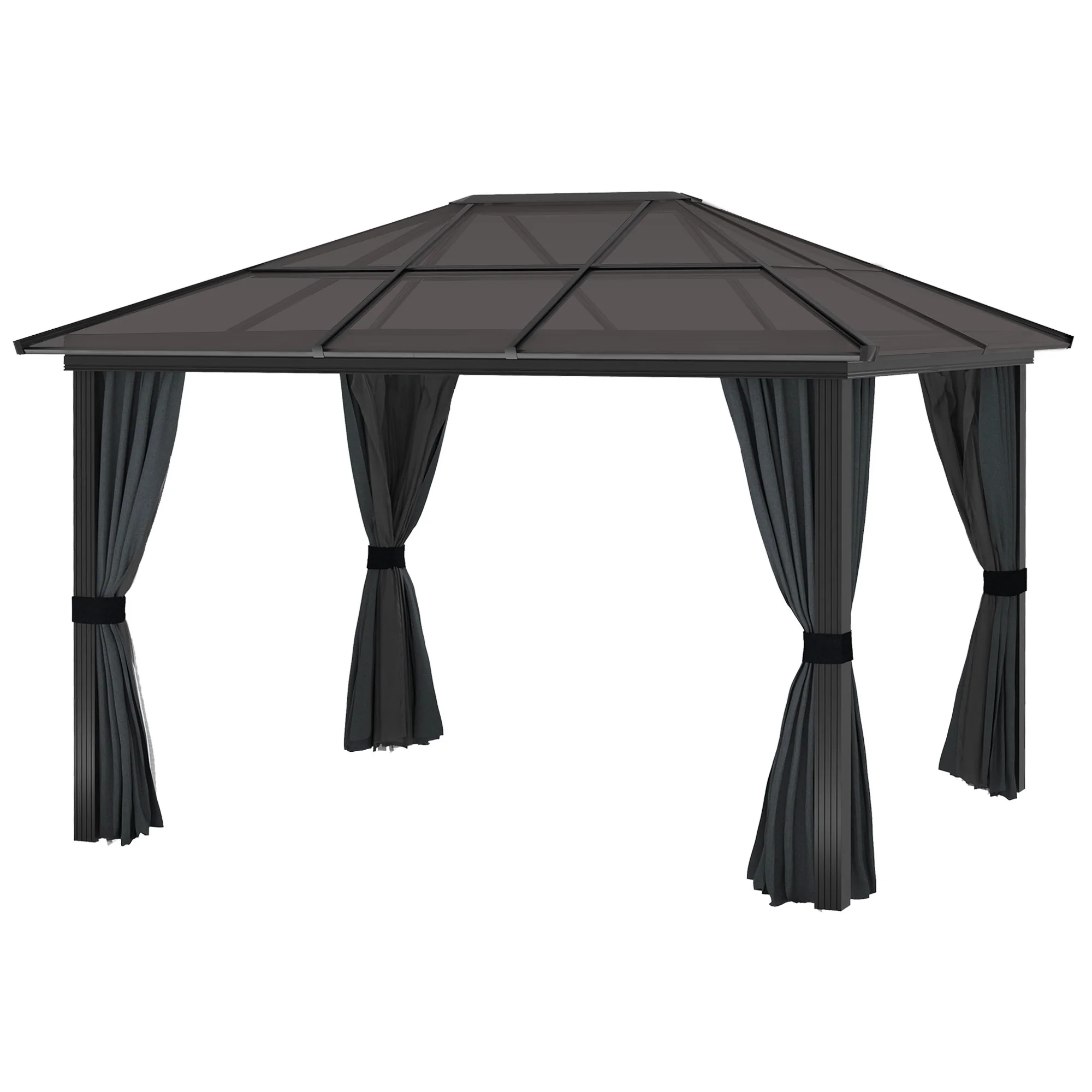 3 x 3.6m Aluminium Frame Hardtop Gazebo Canopy with Polycarbonate Roof, Dark Grey - Image 2