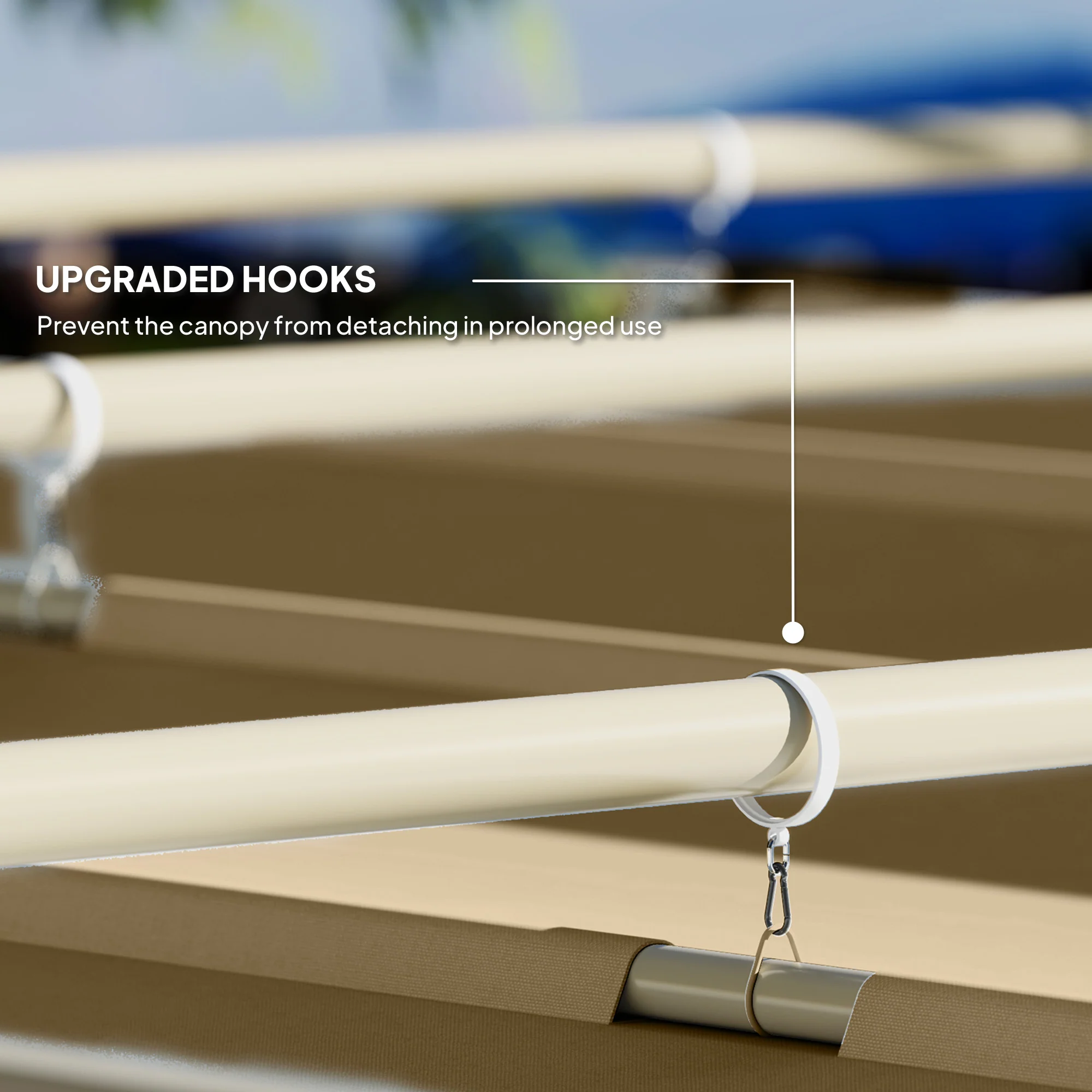 3 x 3m Garden Pergola with Retractable Roof & Magnetic Fixing, Khaki - Image 7