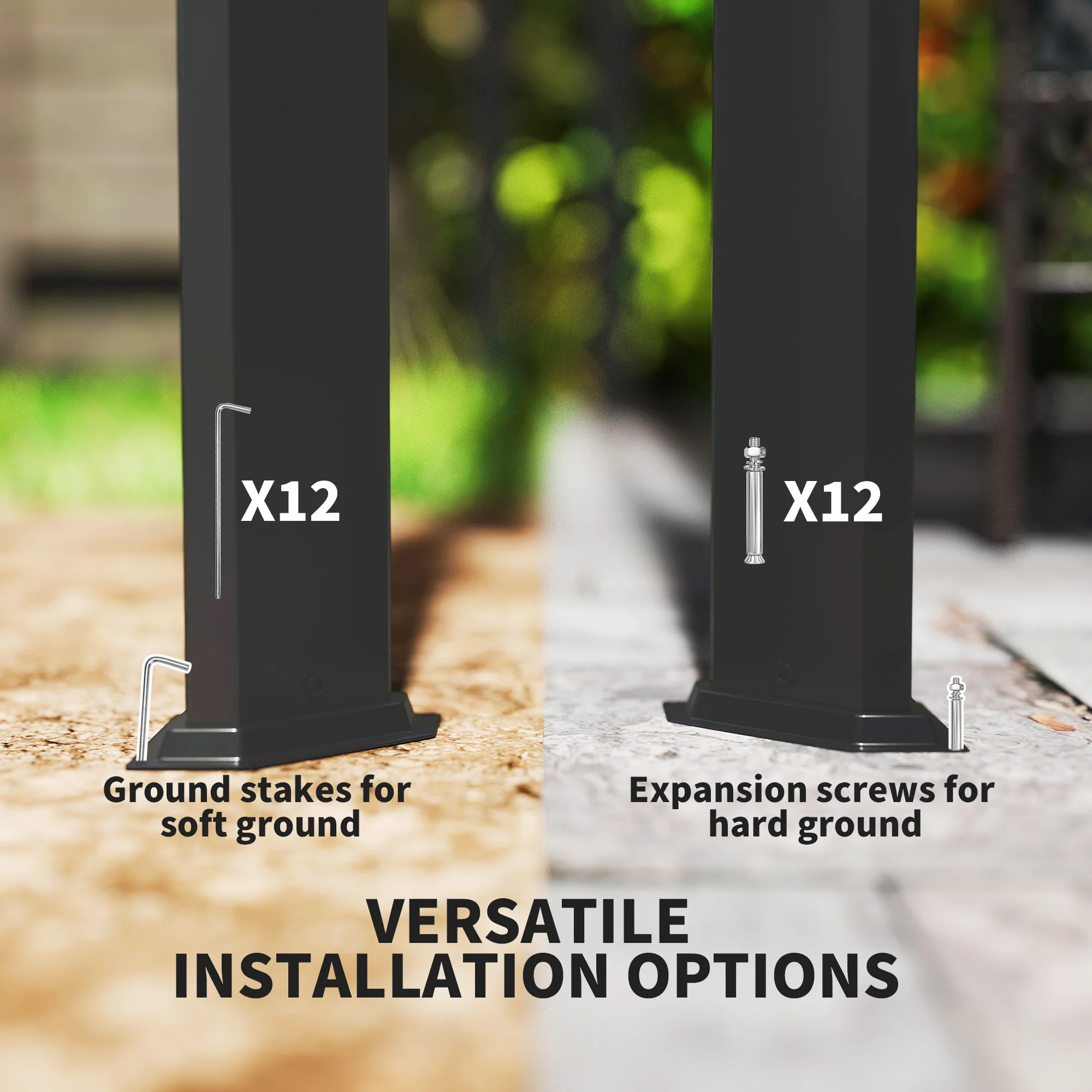 3 x 3m Garden Pergola with Retractable Canopy & Roller Shade, Aluminium Pergola Kit, Dark Grey - Image 9