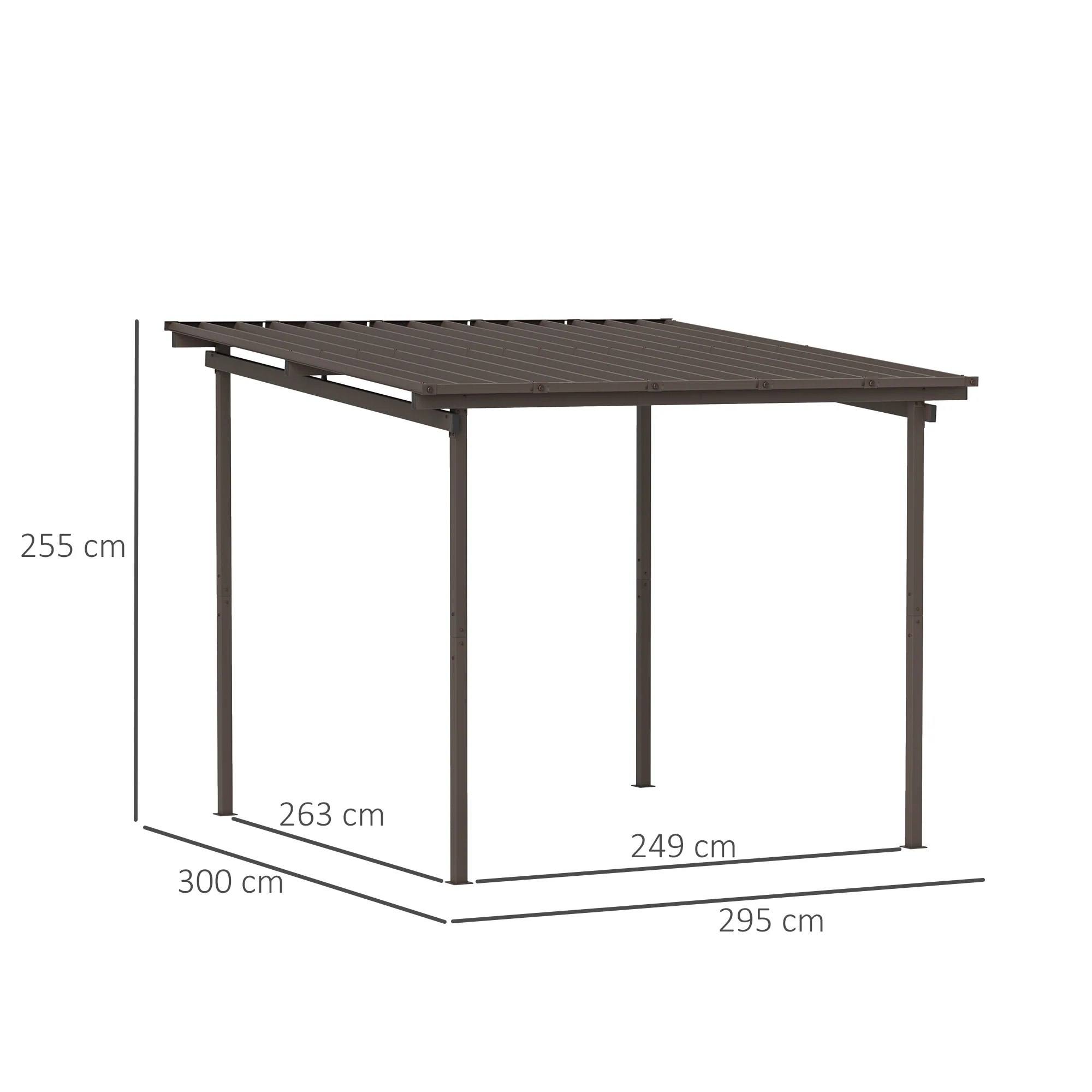 3 x 3m Garden Lean to Pergola Hardtop Gazebo with Waterproof Metal Roof, Easy to Assemble - Image 5