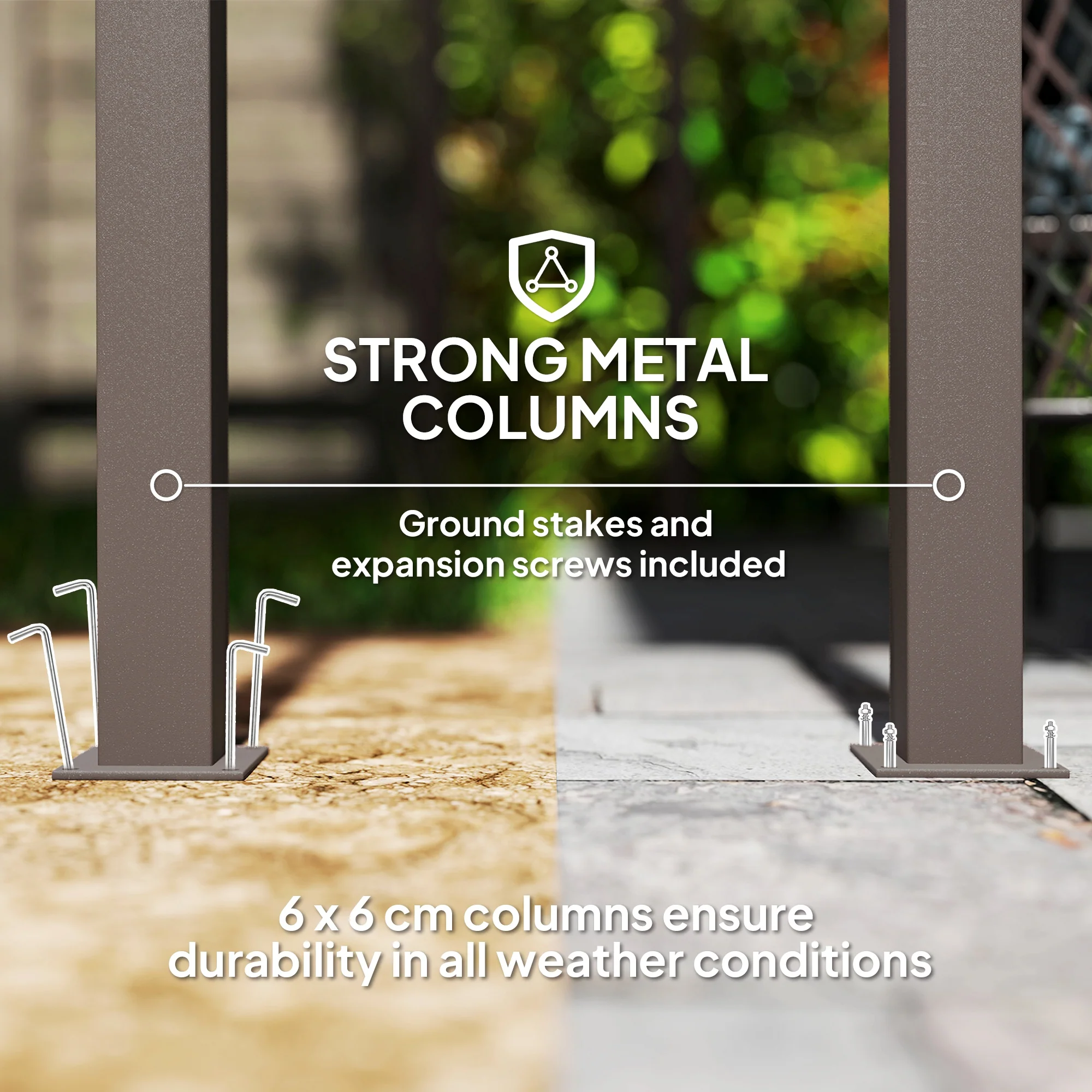 3 x 3m Garden Lean to Pergola Hardtop Gazebo with Waterproof Metal Roof, Easy to Assemble - Image 9